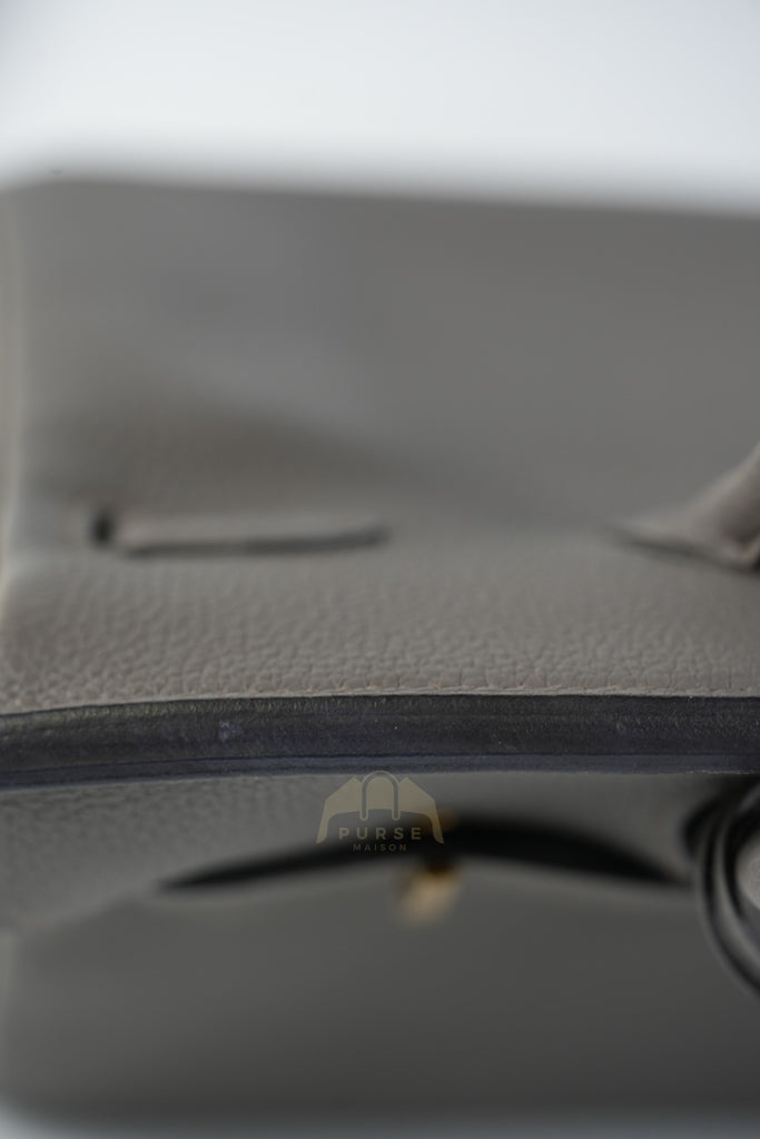 Birkin 25 Retourne in Etain Togo Leather and Gold Hardware Stamp D (2019) | Purse Maison Luxury Bags Shop