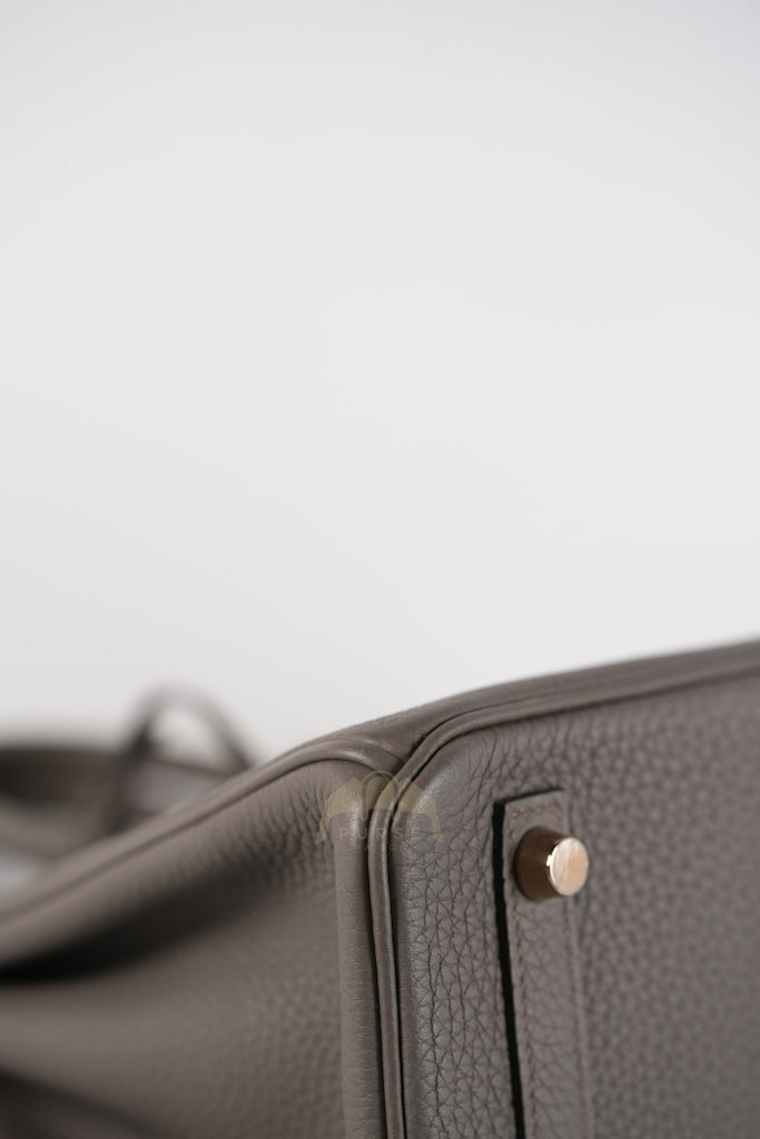 Birkin 25 Retourne in Etain Togo Leather and Gold Hardware Stamp D (2019) | Purse Maison Luxury Bags Shop