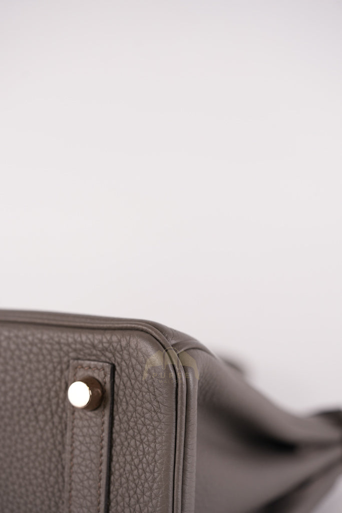 Birkin 25 Retourne in Etain Togo Leather and Gold Hardware Stamp D (2019) | Purse Maison Luxury Bags Shop