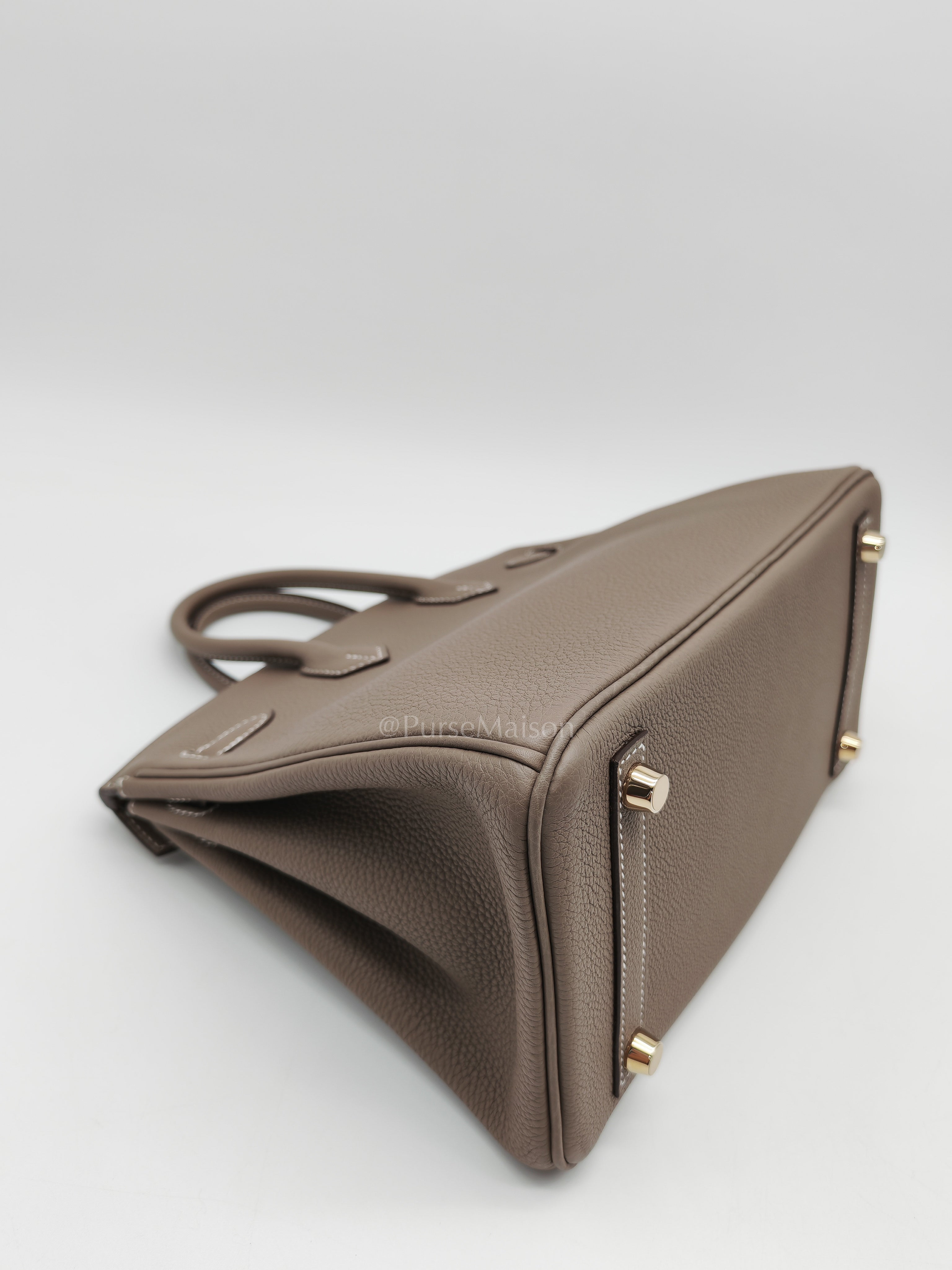 Birkin 25 Retourne in Etoupe Togo Leather and Gold Hardware Stamp W (2024) | Purse Maison Luxury Bags Shop