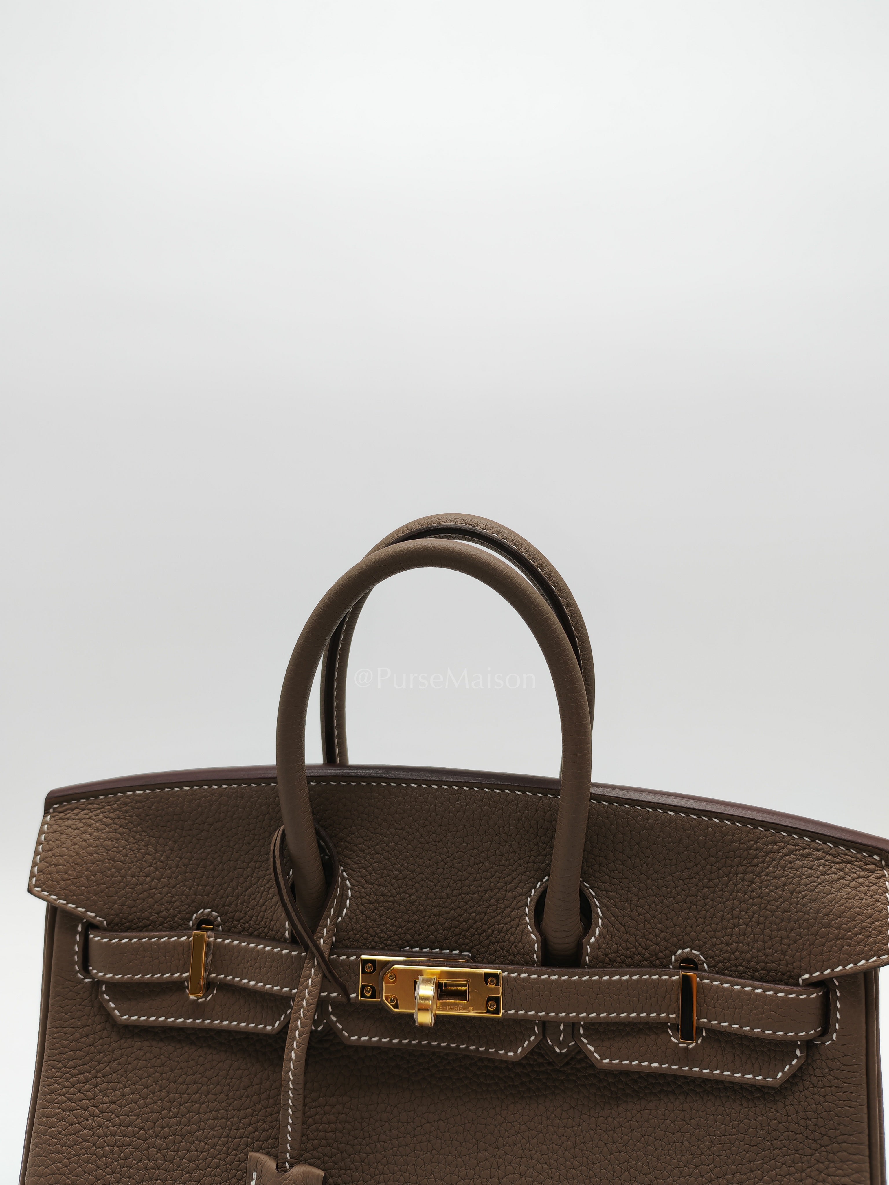 Birkin 25 Retourne in Etoupe Togo Leather and Gold Hardware Stamp W (2024) | Purse Maison Luxury Bags Shop