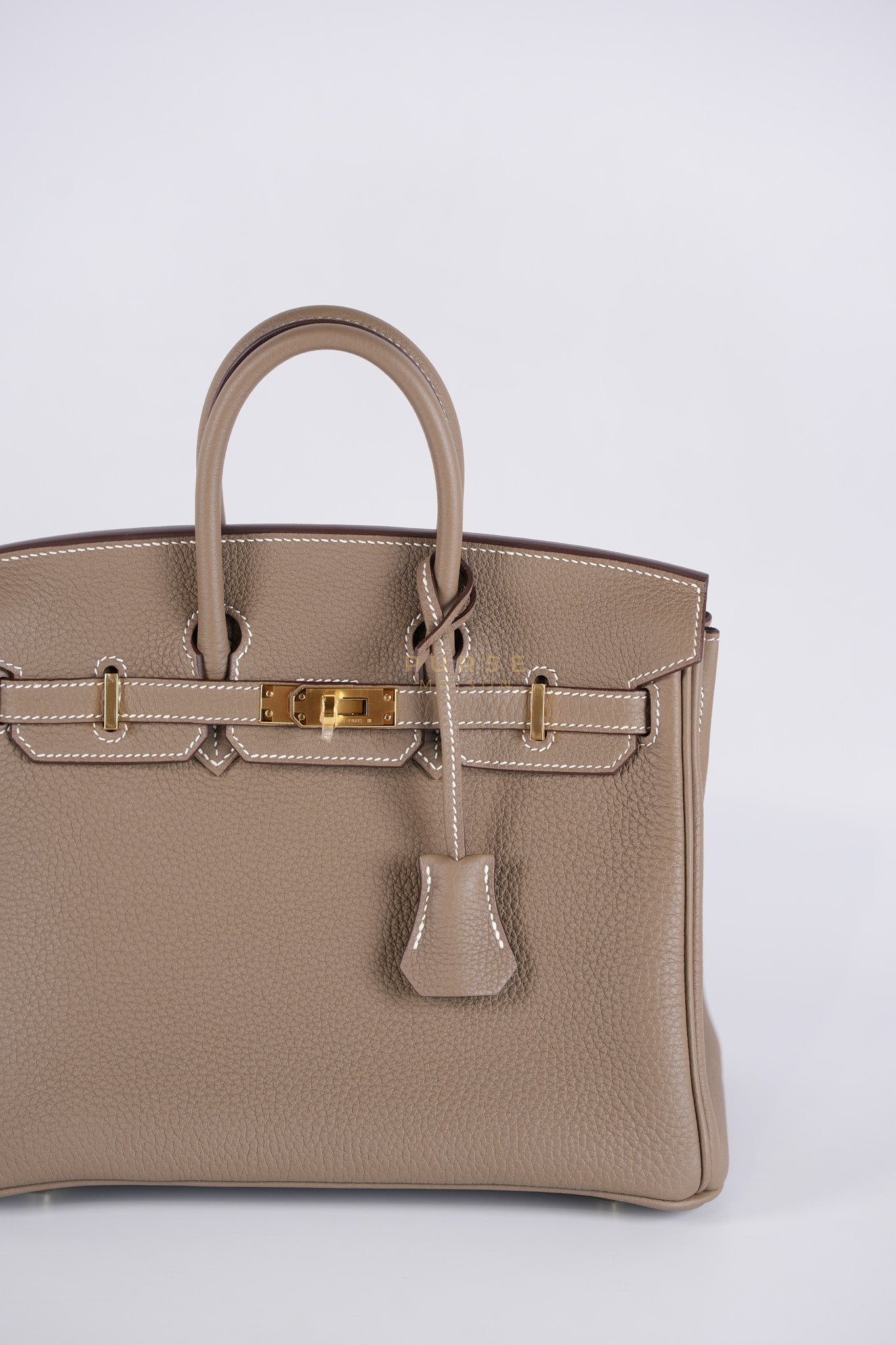 Birkin 25 Retourne in Etoupe Togo Leather and Gold Hardware Stamp W (2024) | Purse Maison Luxury Bags Shop