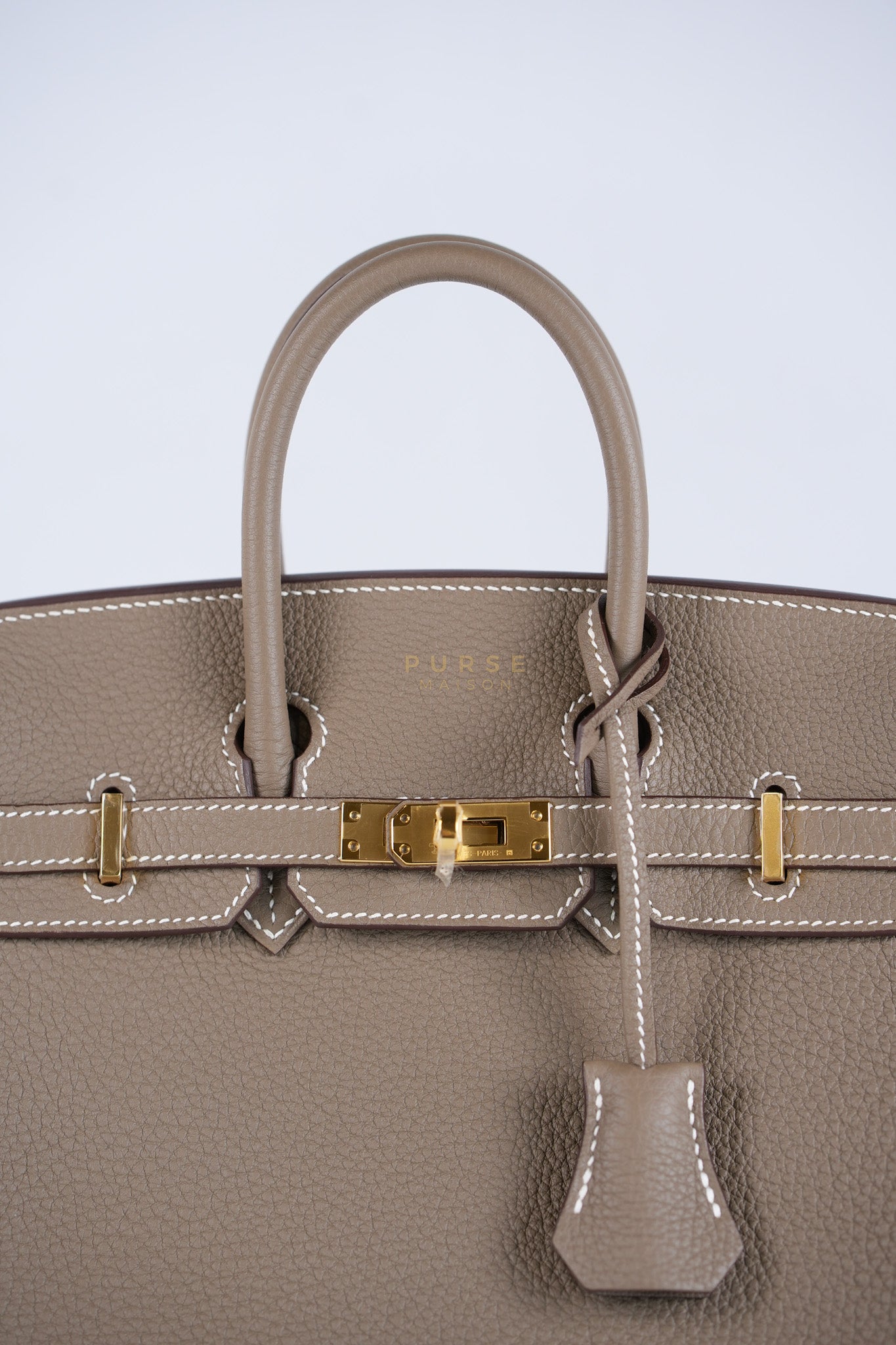 Birkin 25 Retourne in Etoupe Togo Leather and Gold Hardware Stamp W (2024) | Purse Maison Luxury Bags Shop