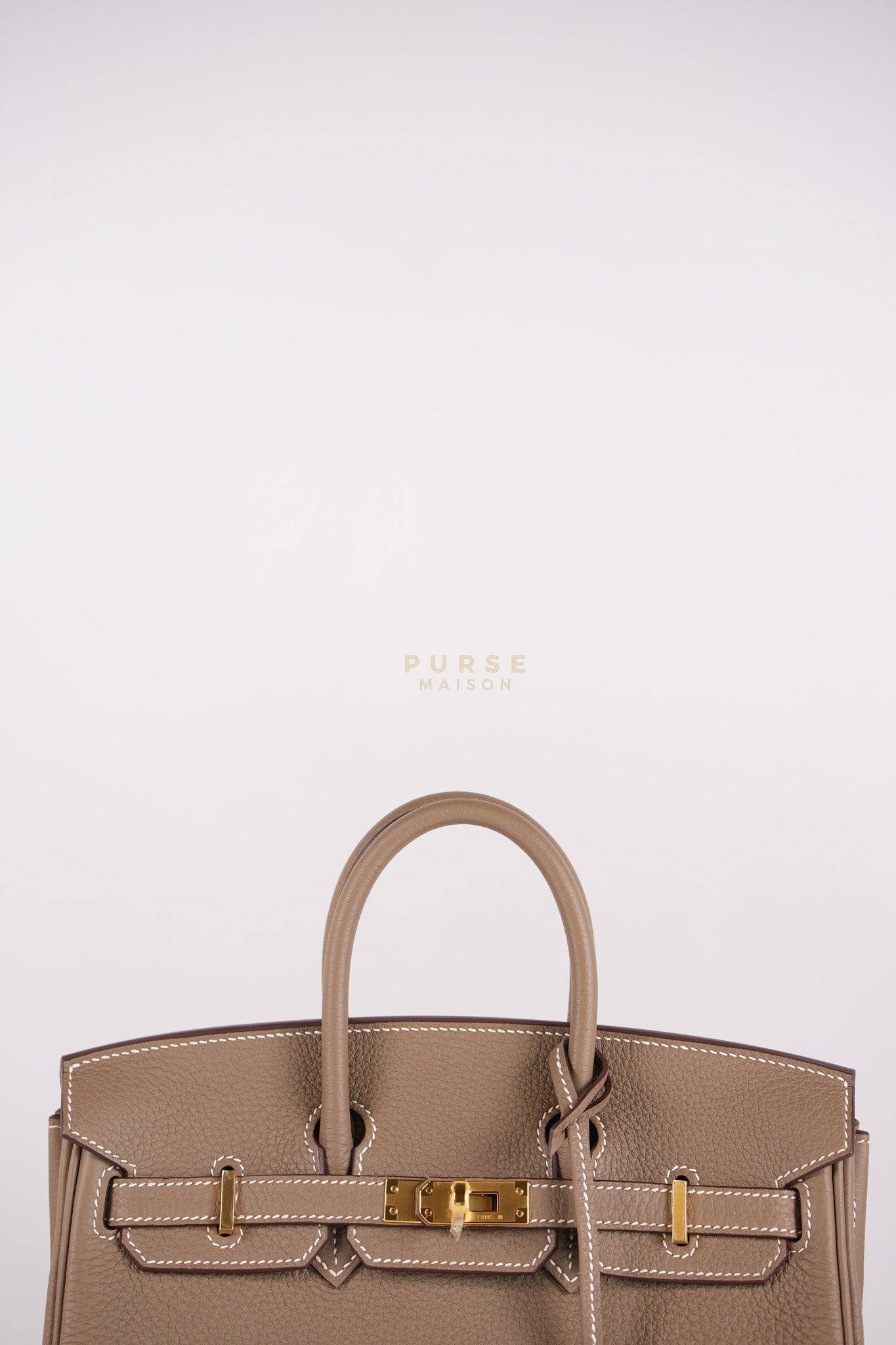 Birkin 25 Retourne in Etoupe Togo Leather and Gold Hardware Stamp W (2024) | Purse Maison Luxury Bags Shop