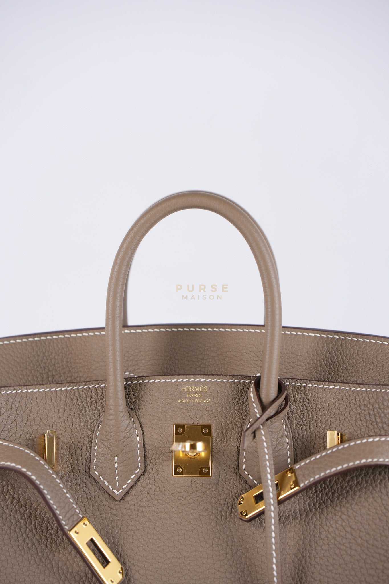 Birkin 25 Retourne in Etoupe Togo Leather and Gold Hardware Stamp W (2024) | Purse Maison Luxury Bags Shop