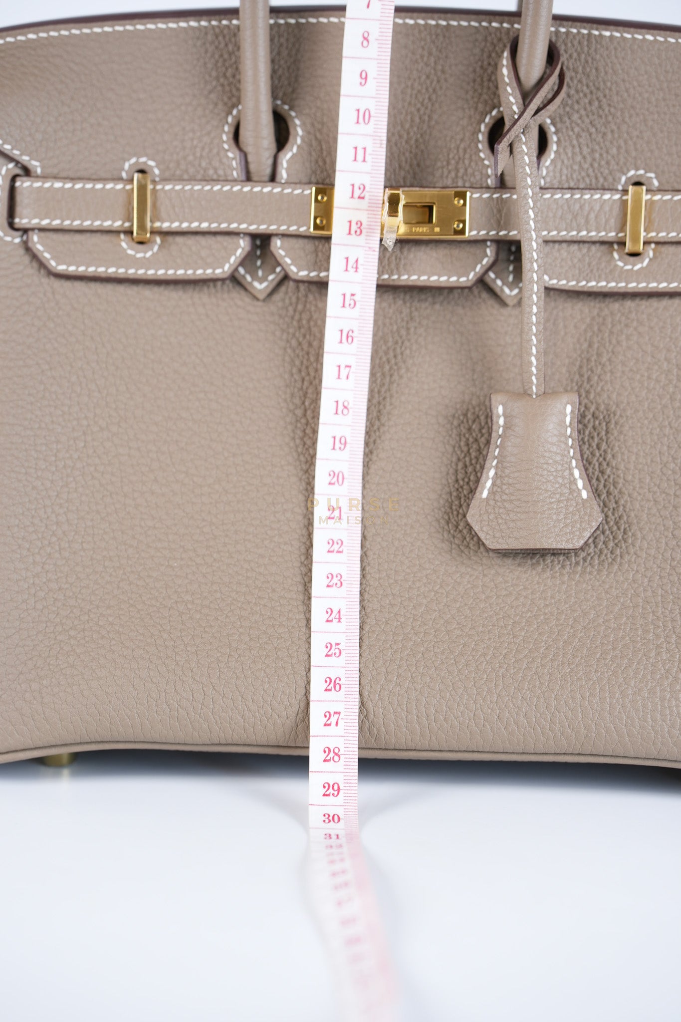 Birkin 25 Retourne in Etoupe Togo Leather and Gold Hardware Stamp W (2024) | Purse Maison Luxury Bags Shop