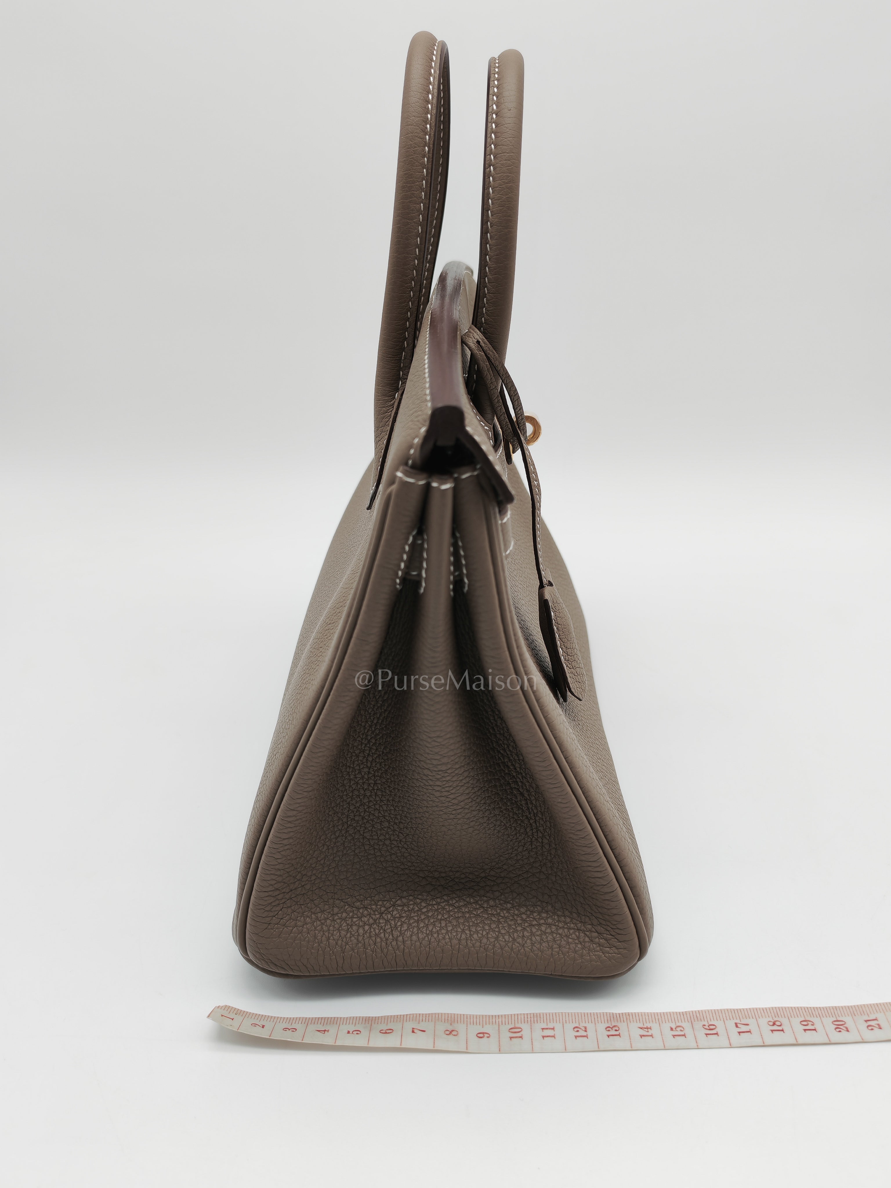 Birkin 25 Retourne in Etoupe Togo Leather and Gold Hardware Stamp W (2024) | Purse Maison Luxury Bags Shop