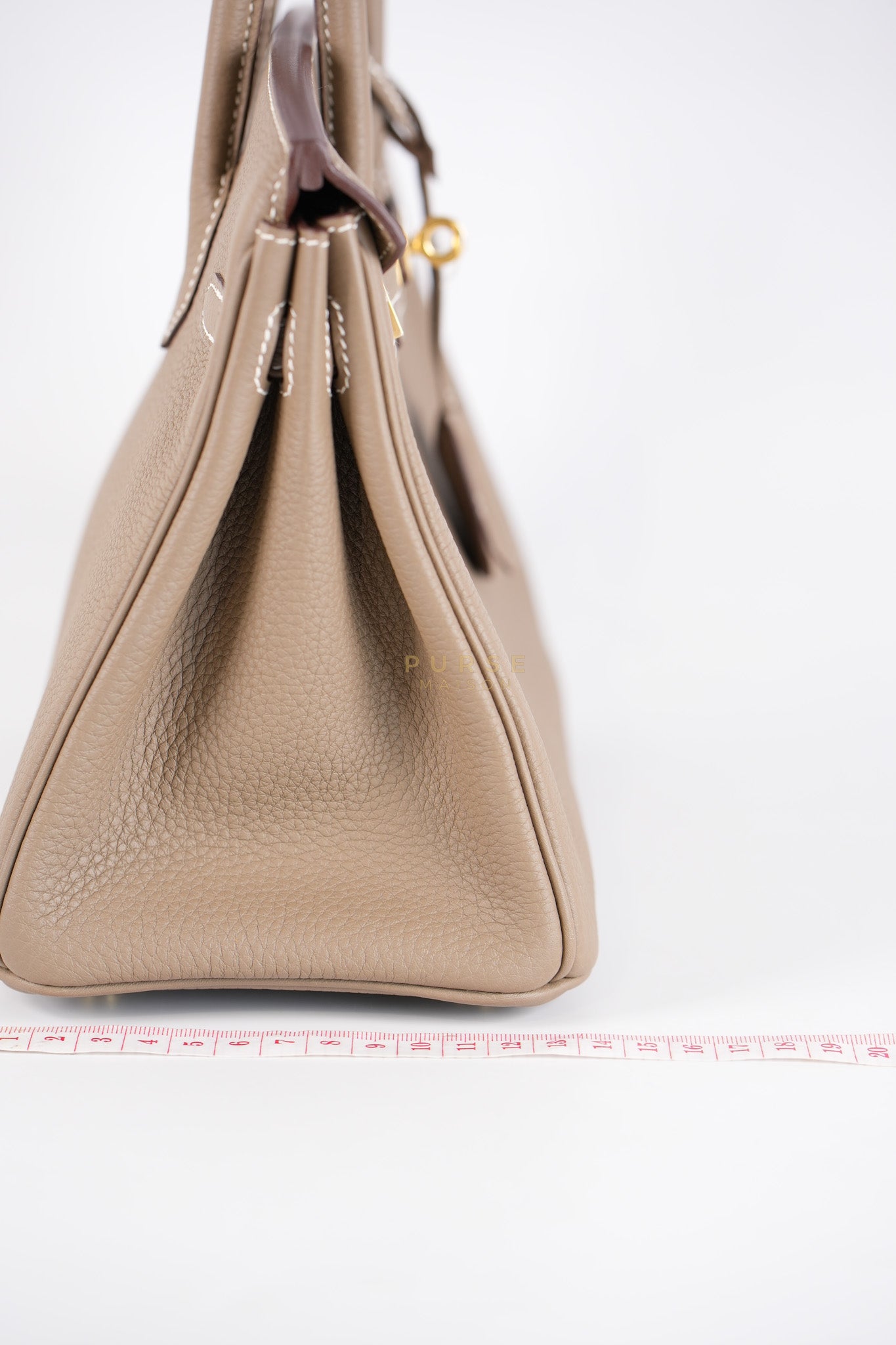 Birkin 25 Retourne in Etoupe Togo Leather and Gold Hardware Stamp W (2024) | Purse Maison Luxury Bags Shop