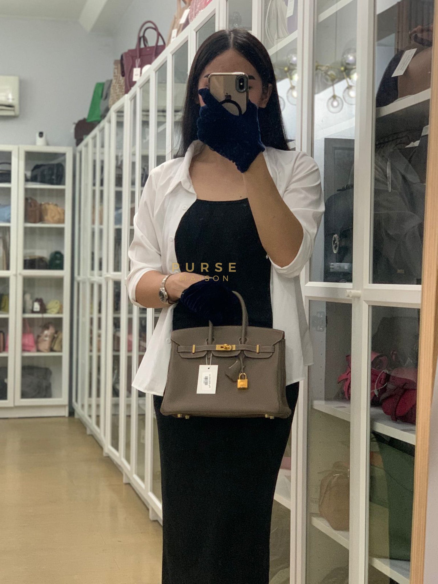 Birkin 25 Etoupe Togo Leather and Gold Hardware Stamp C (2018) | Purse Maison Luxury Bags Shop