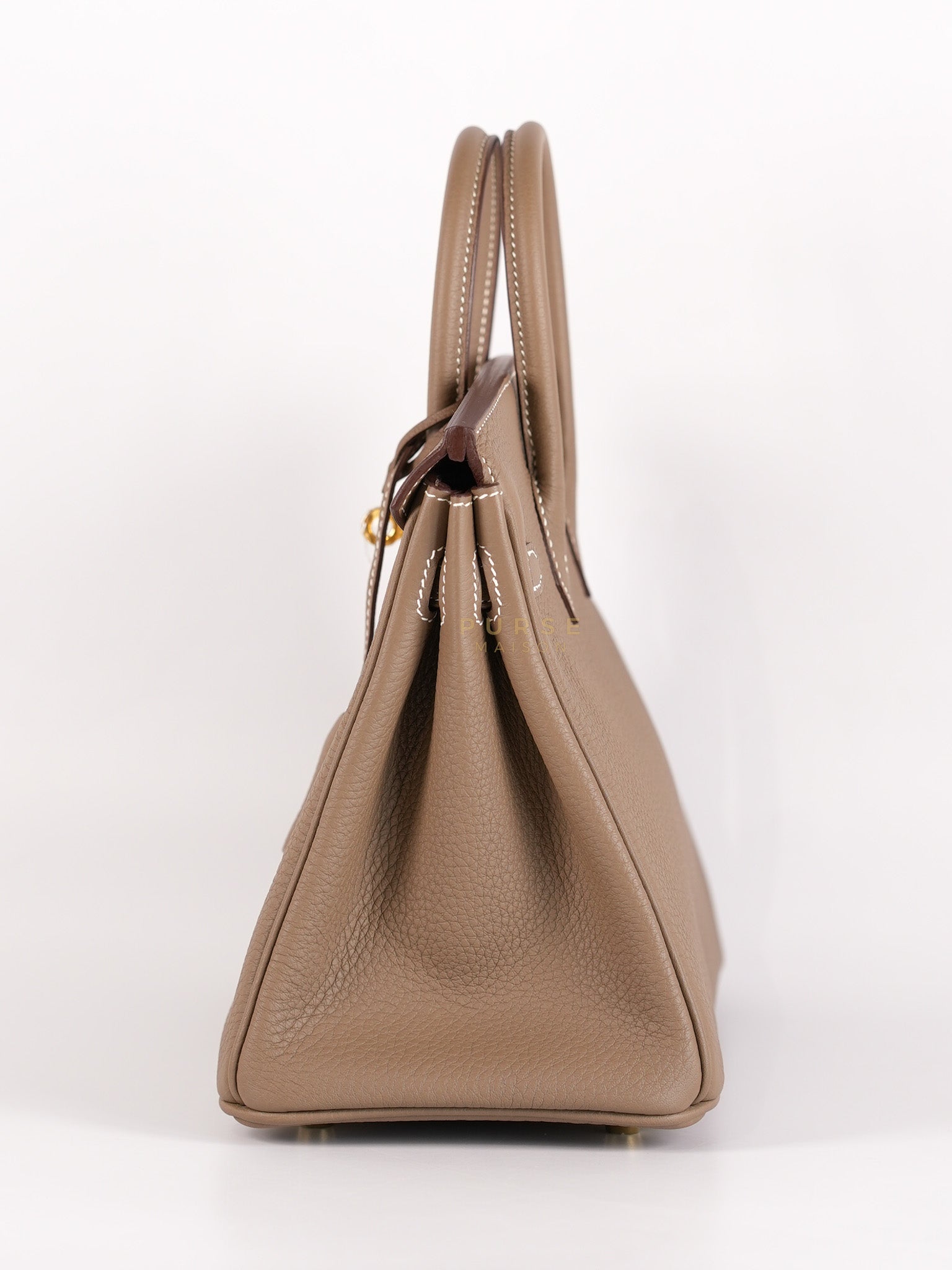 Birkin 25 Retourne in Etoupe Togo Leather and Gold Hardware Stamp W (2024) | Purse Maison Luxury Bags Shop