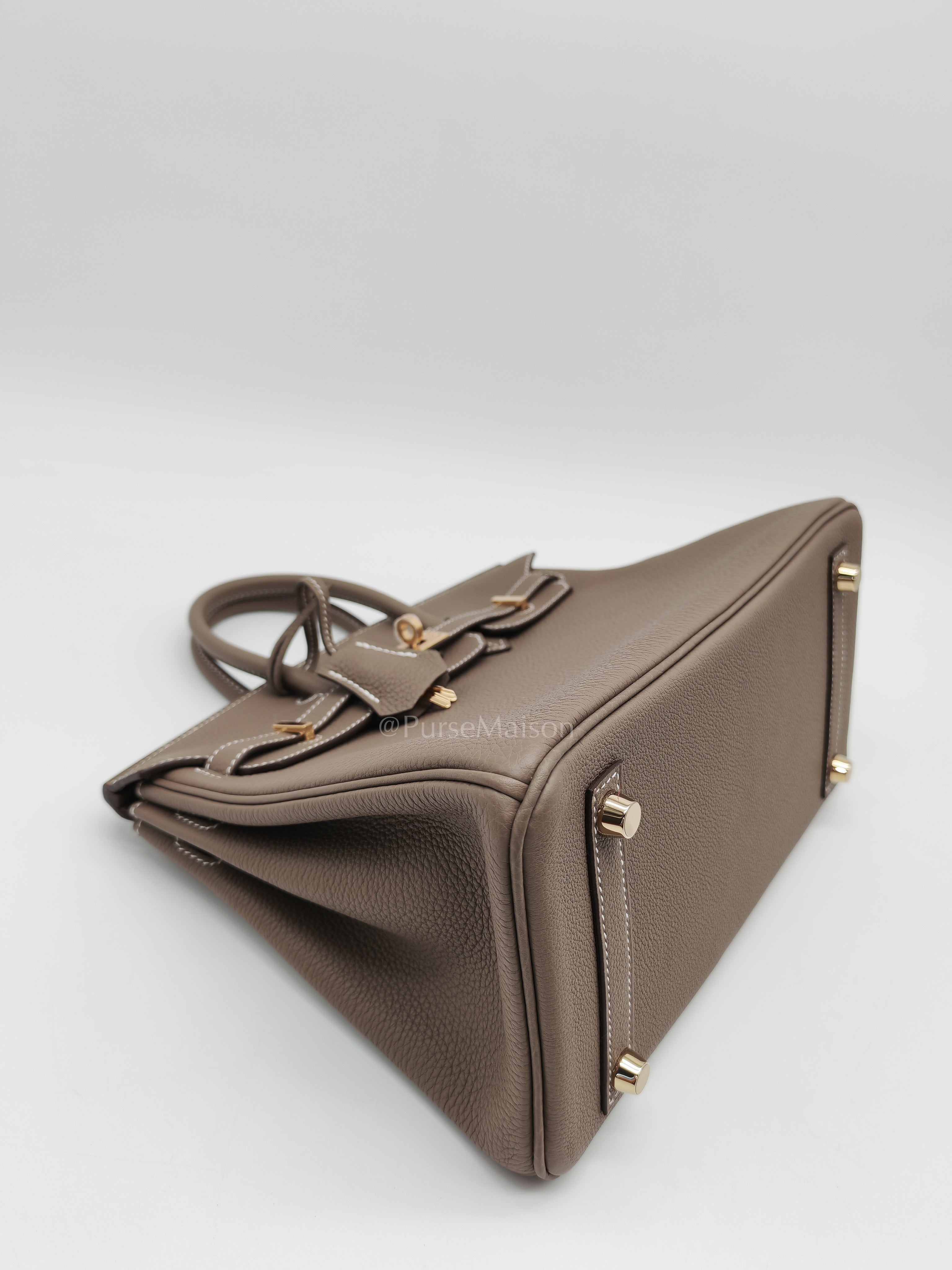 Birkin 25 Retourne in Etoupe Togo Leather and Gold Hardware Stamp W (2024) | Purse Maison Luxury Bags Shop