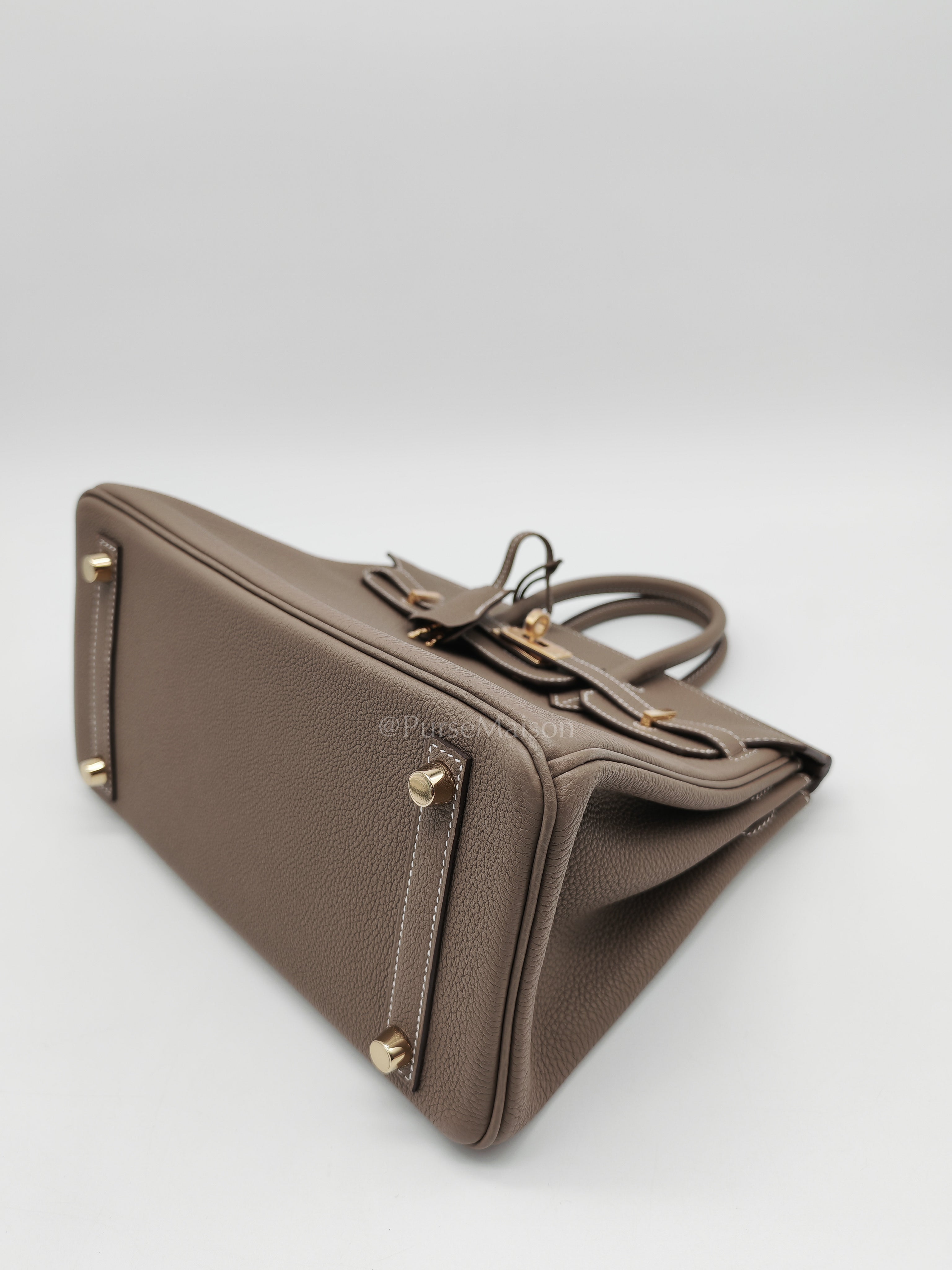 Birkin 25 Retourne in Etoupe Togo Leather and Gold Hardware Stamp W (2024) | Purse Maison Luxury Bags Shop