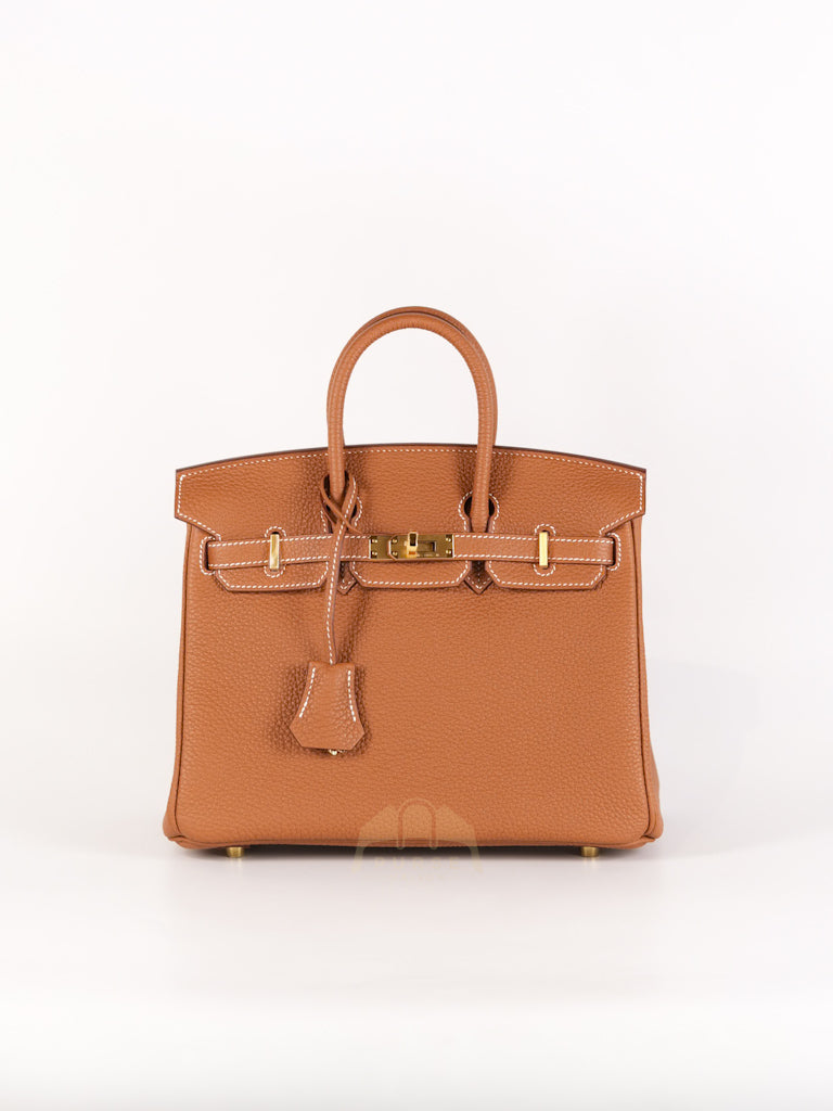 Birkin 25 Retourne in Gold Togo Leather & Gold Hardware Stamp K(2025) | Purse Maison Luxury Bags Shop