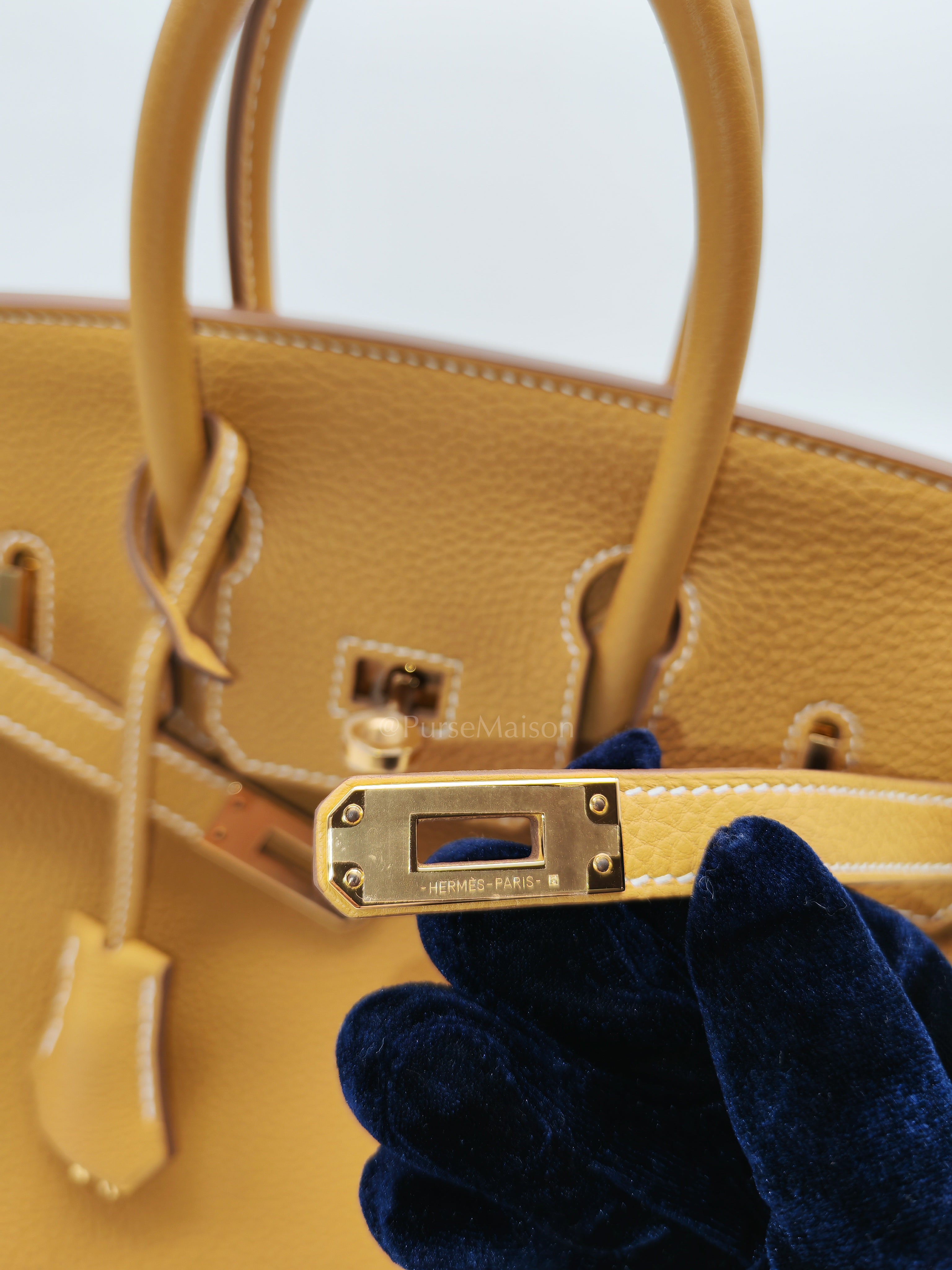 Birkin 25 Retourne in Sesame Togo Leather and Gold Hardware Stamp K (2025) | Purse Maison Luxury Bags Shop