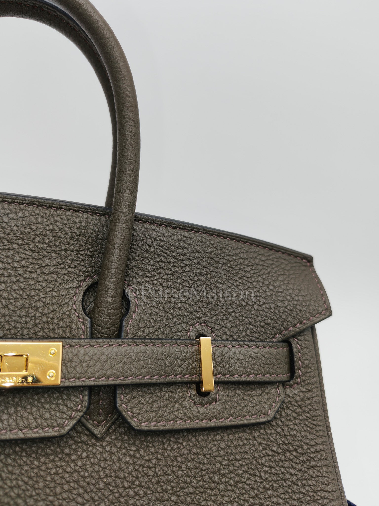 Birkin 25 Retourne in Vert de Gris Togo Leather & Gold Hardware Stamp Y (2020) | Purse Maison Luxury Bags Shop