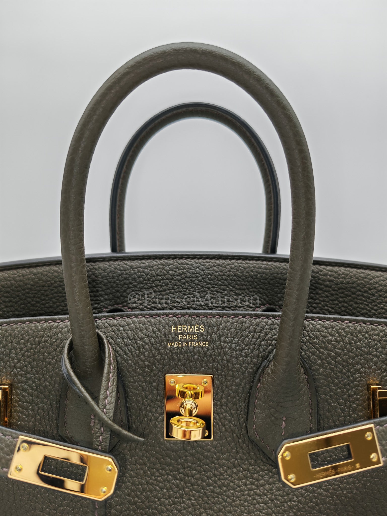 Birkin 25 Retourne in Vert de Gris Togo Leather & Gold Hardware Stamp Y (2020) | Purse Maison Luxury Bags Shop