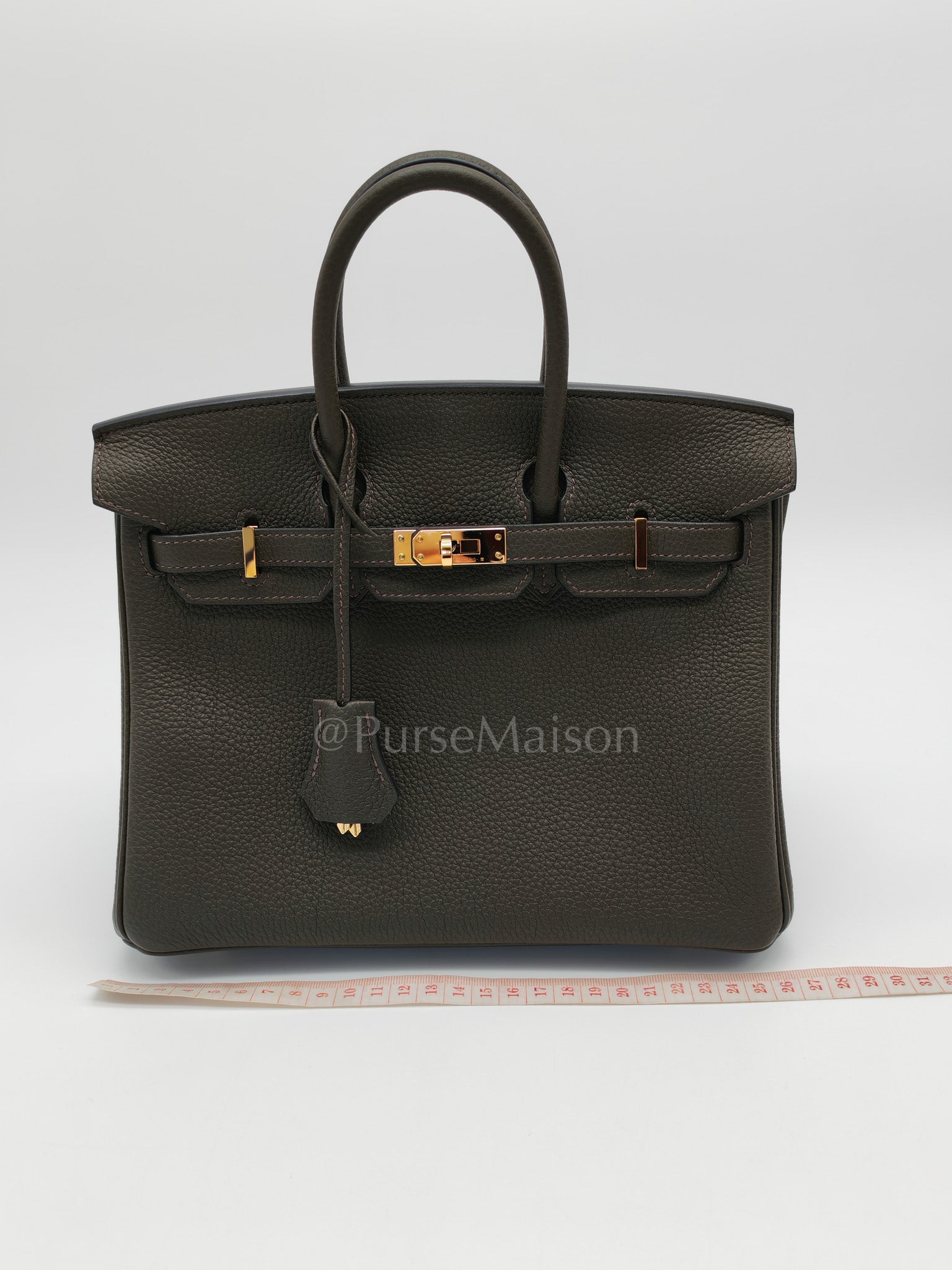 Birkin 25 Retourne in Vert de Gris Togo Leather & Gold Hardware Stamp Y (2020) | Purse Maison Luxury Bags Shop