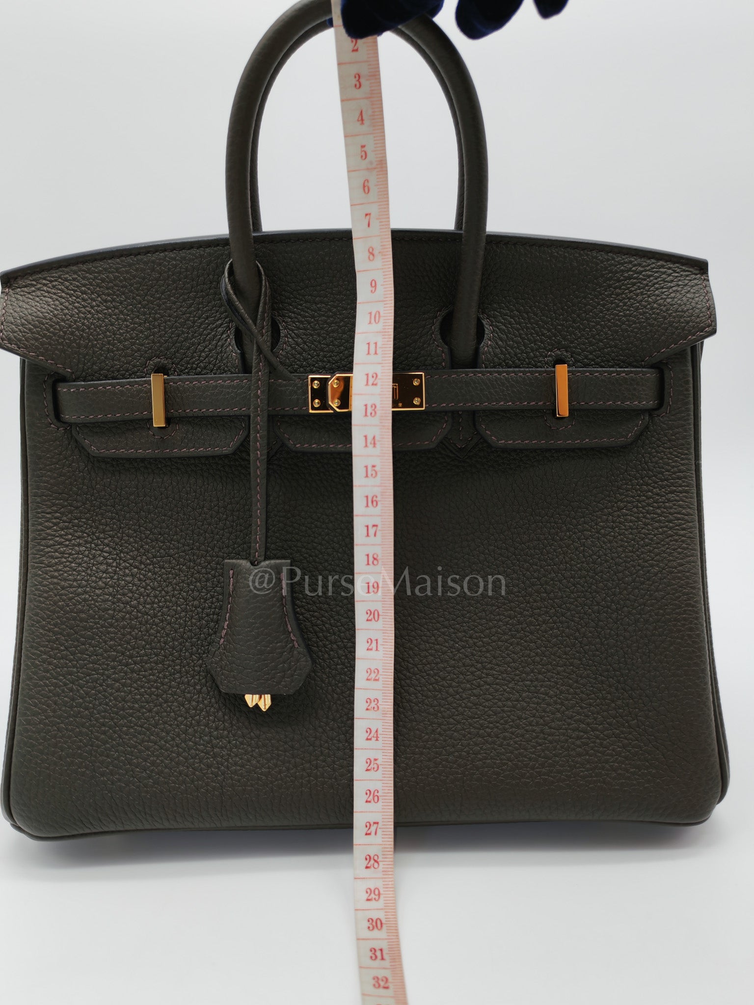 Birkin 25 Retourne in Vert de Gris Togo Leather & Gold Hardware Stamp Y (2020) | Purse Maison Luxury Bags Shop