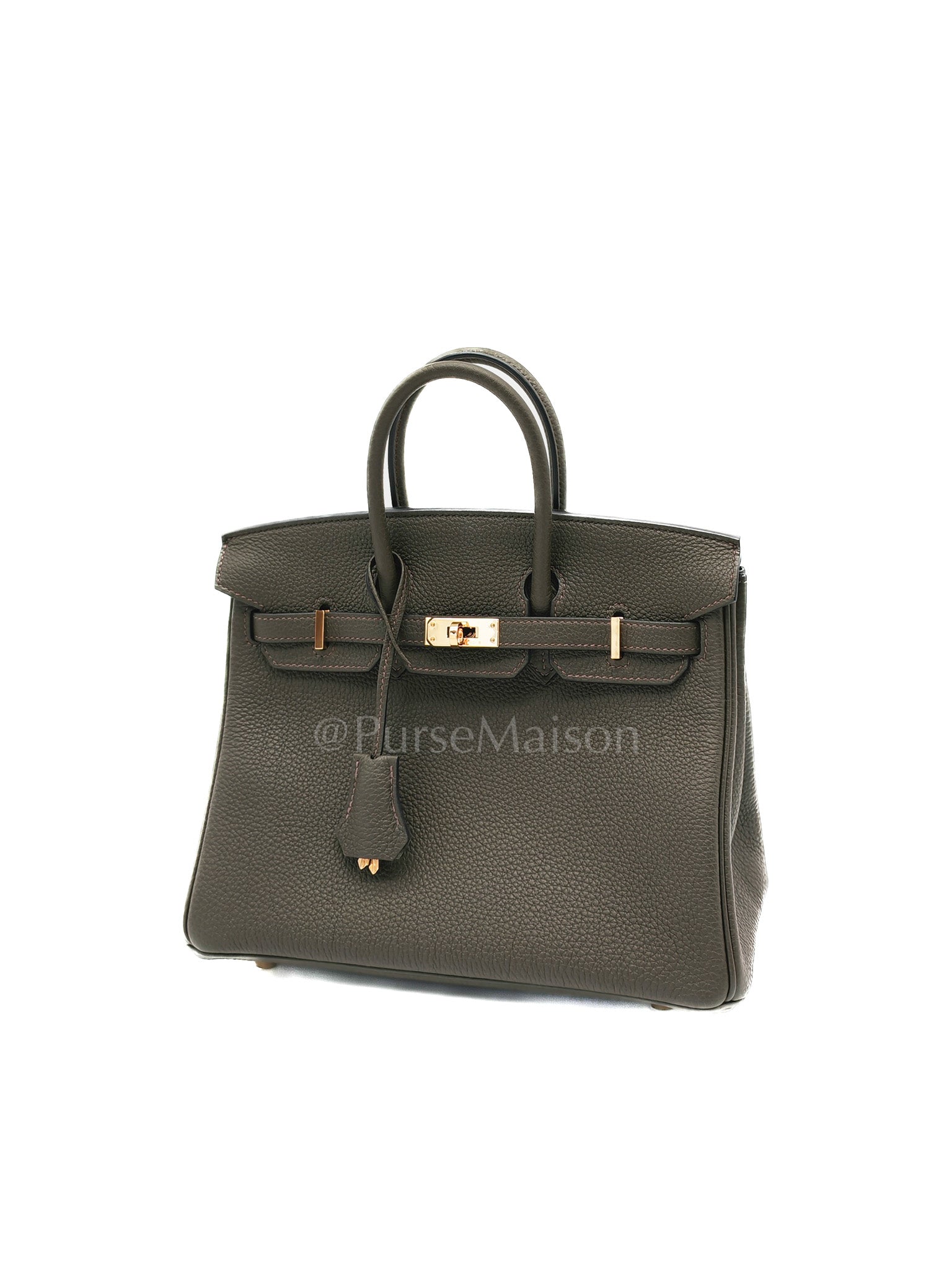 Birkin 25 Retourne in Vert de Gris Togo Leather & Gold Hardware Stamp Y (2020) | Purse Maison Luxury Bags Shop