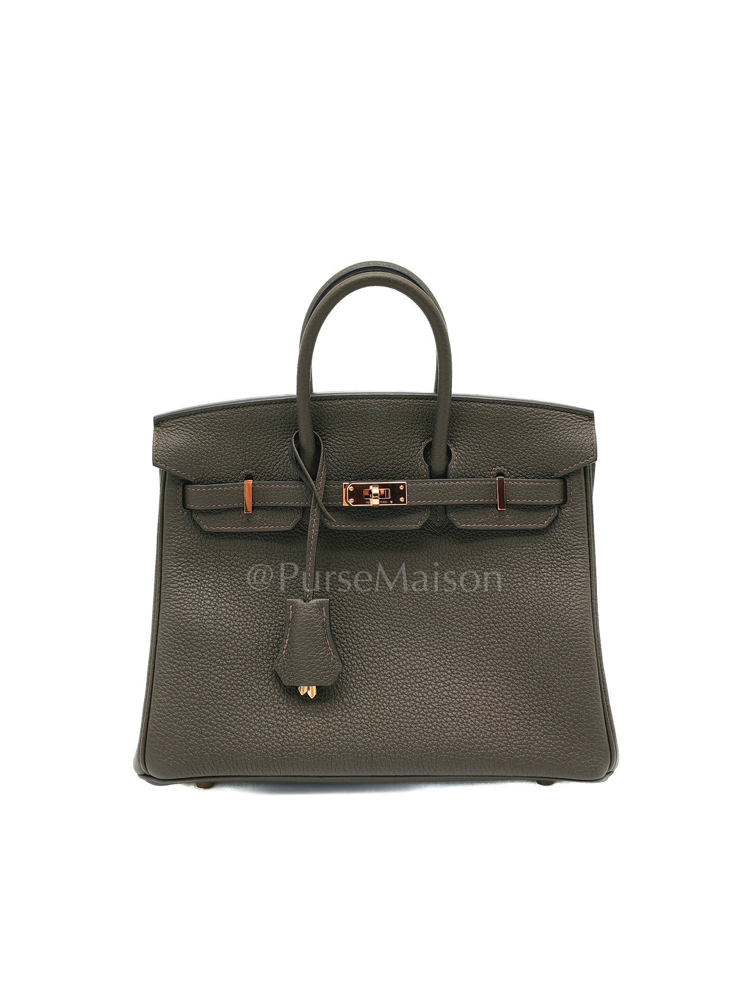 Birkin 25 Retourne in Vert de Gris Togo Leather & Gold Hardware Stamp Y (2020) | Purse Maison Luxury Bags Shop