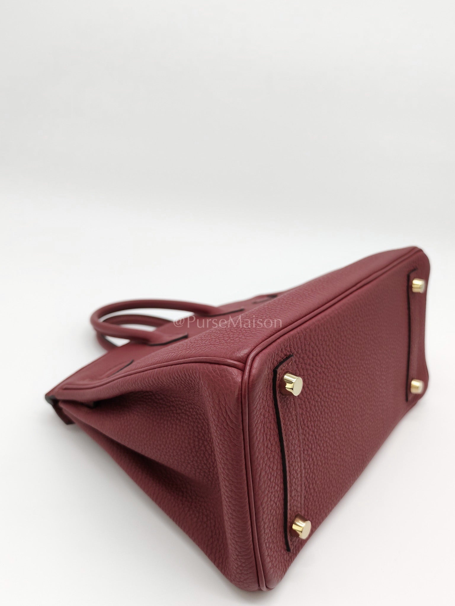 Birkin 25 Retourne Rouge Grenat in Togo Leather and Gold Hardware Stamp X (2016) | Purse Maison Luxury Bags Shop