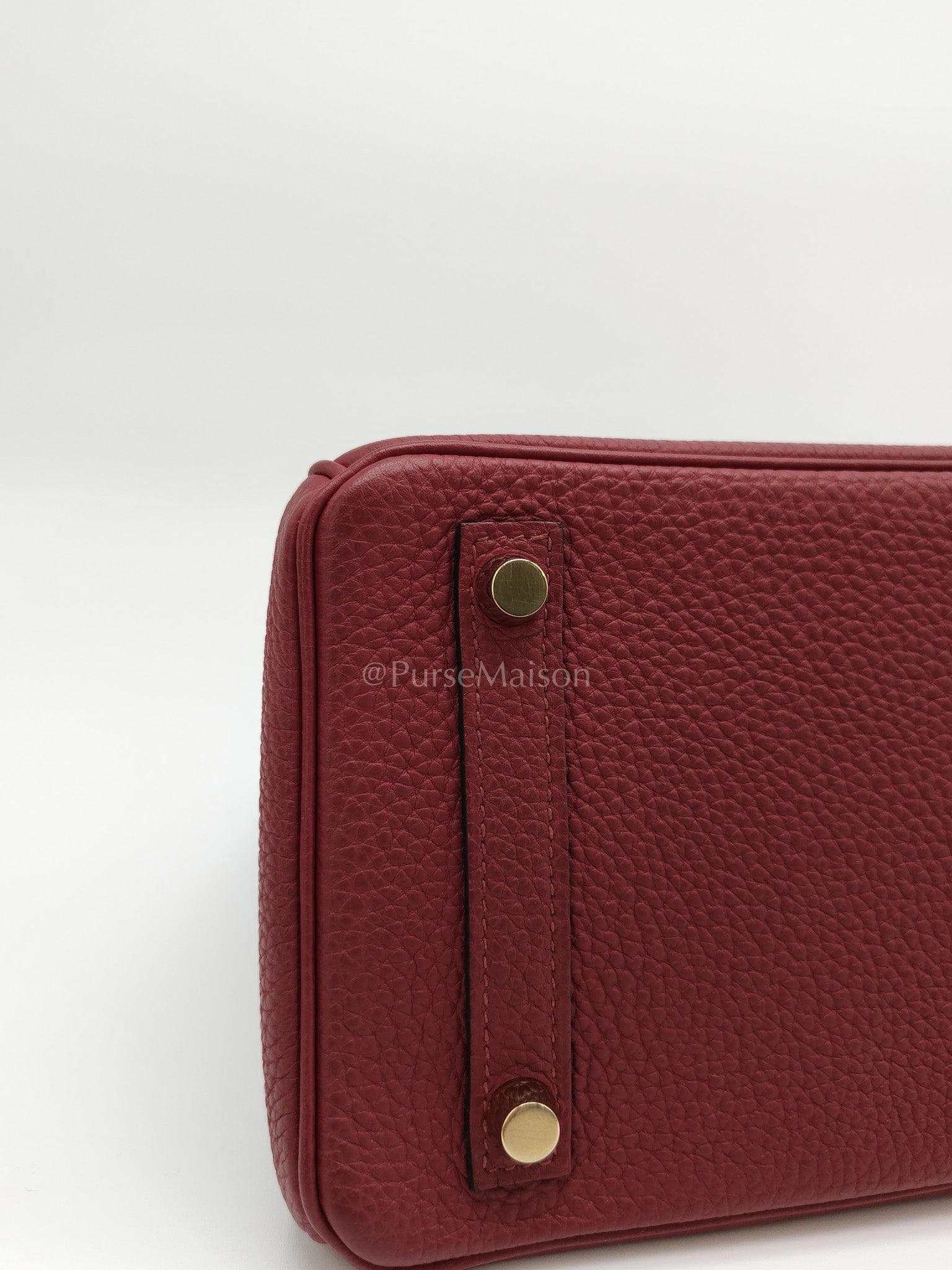 Birkin 25 Retourne Rouge Grenat in Togo Leather and Gold Hardware Stamp X (2016) | Purse Maison Luxury Bags Shop