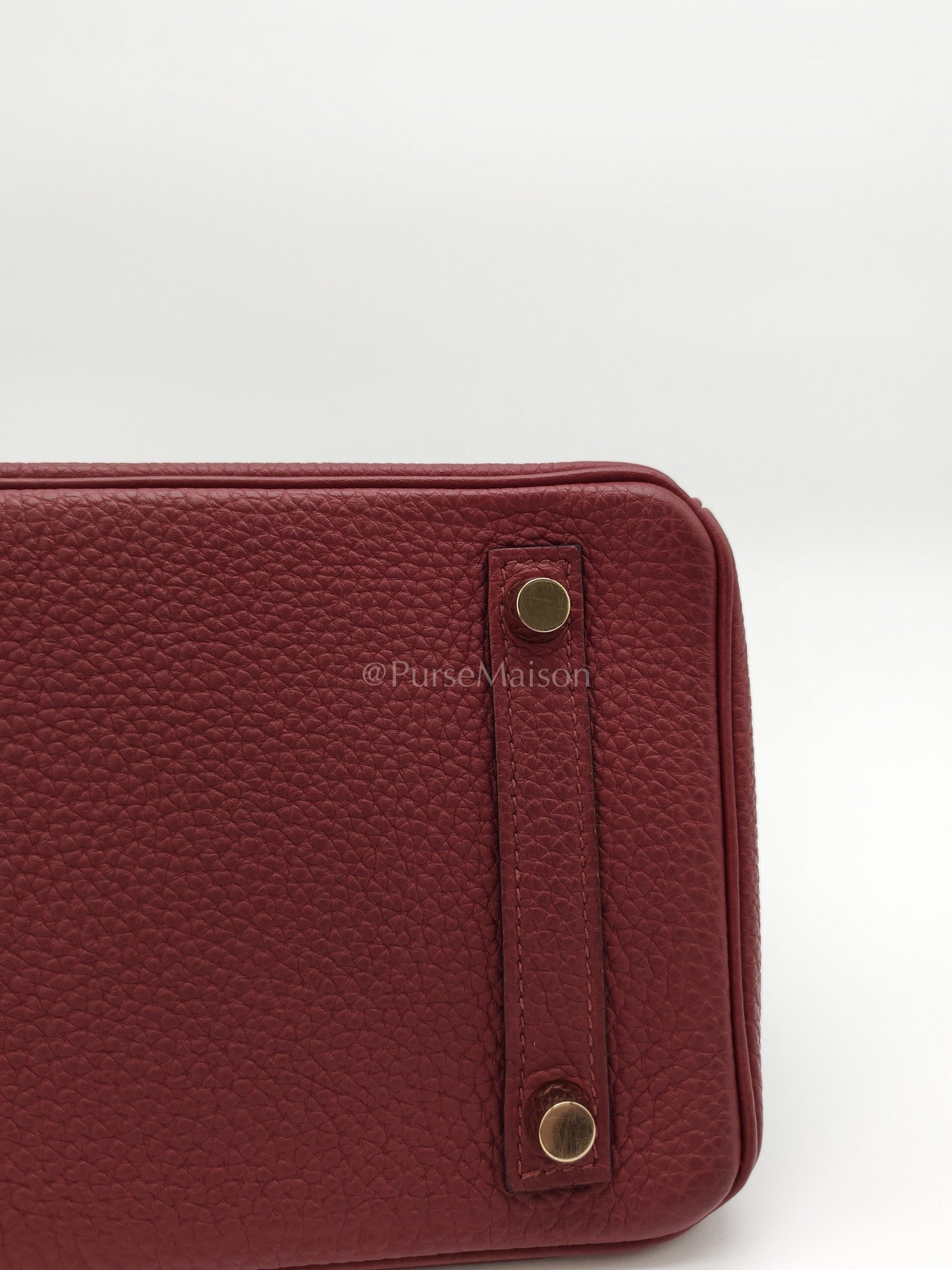 Birkin 25 Retourne Rouge Grenat in Togo Leather and Gold Hardware Stamp X (2016) | Purse Maison Luxury Bags Shop