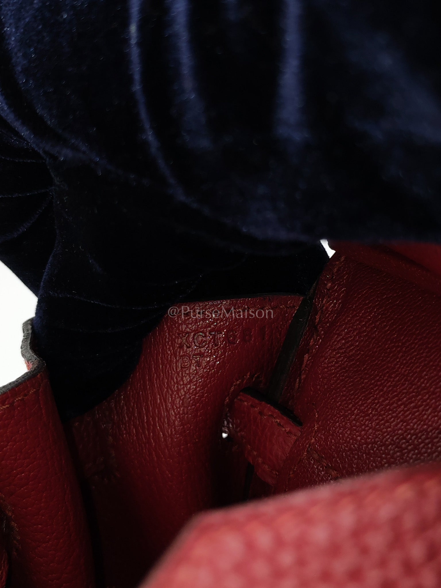 Birkin 25 Retourne Rouge Grenat in Togo Leather and Gold Hardware Stamp X (2016) | Purse Maison Luxury Bags Shop