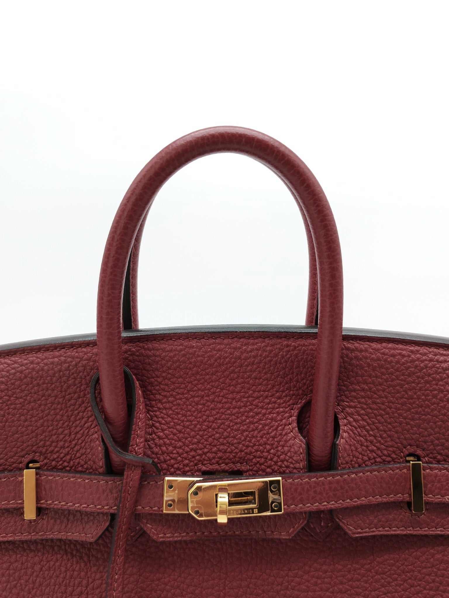 Birkin 25 Retourne Rouge Grenat in Togo Leather and Gold Hardware Stamp X (2016) | Purse Maison Luxury Bags Shop