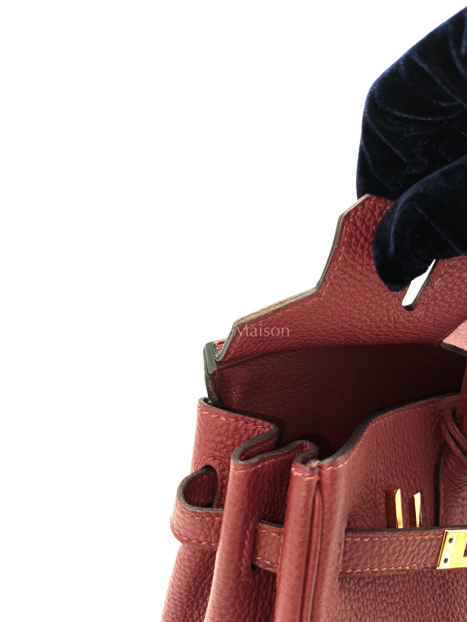 Birkin 25 Retourne Rouge Grenat in Togo Leather and Gold Hardware Stamp X (2016) | Purse Maison Luxury Bags Shop