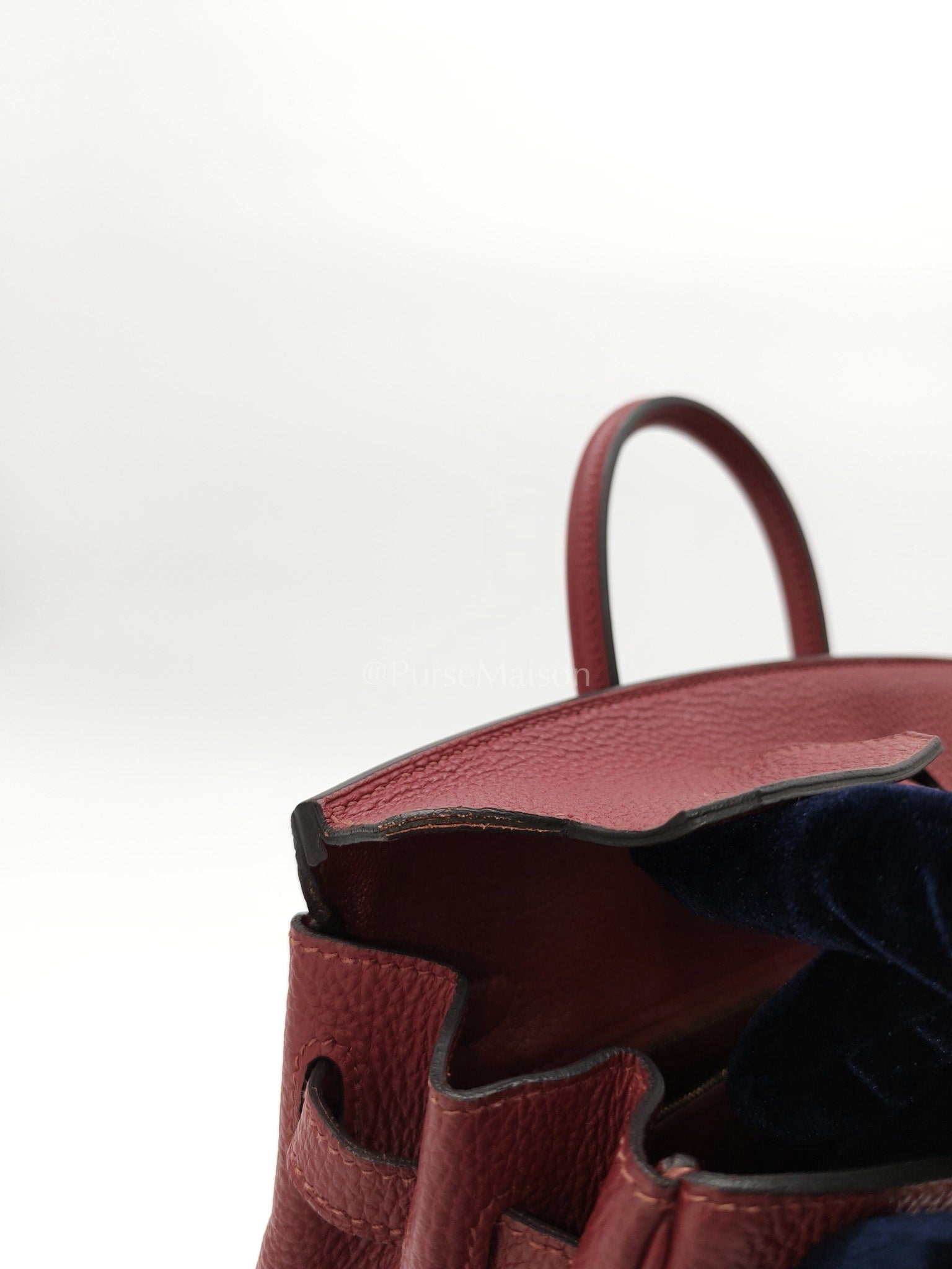 Birkin 25 Retourne Rouge Grenat in Togo Leather and Gold Hardware Stamp X (2016) | Purse Maison Luxury Bags Shop