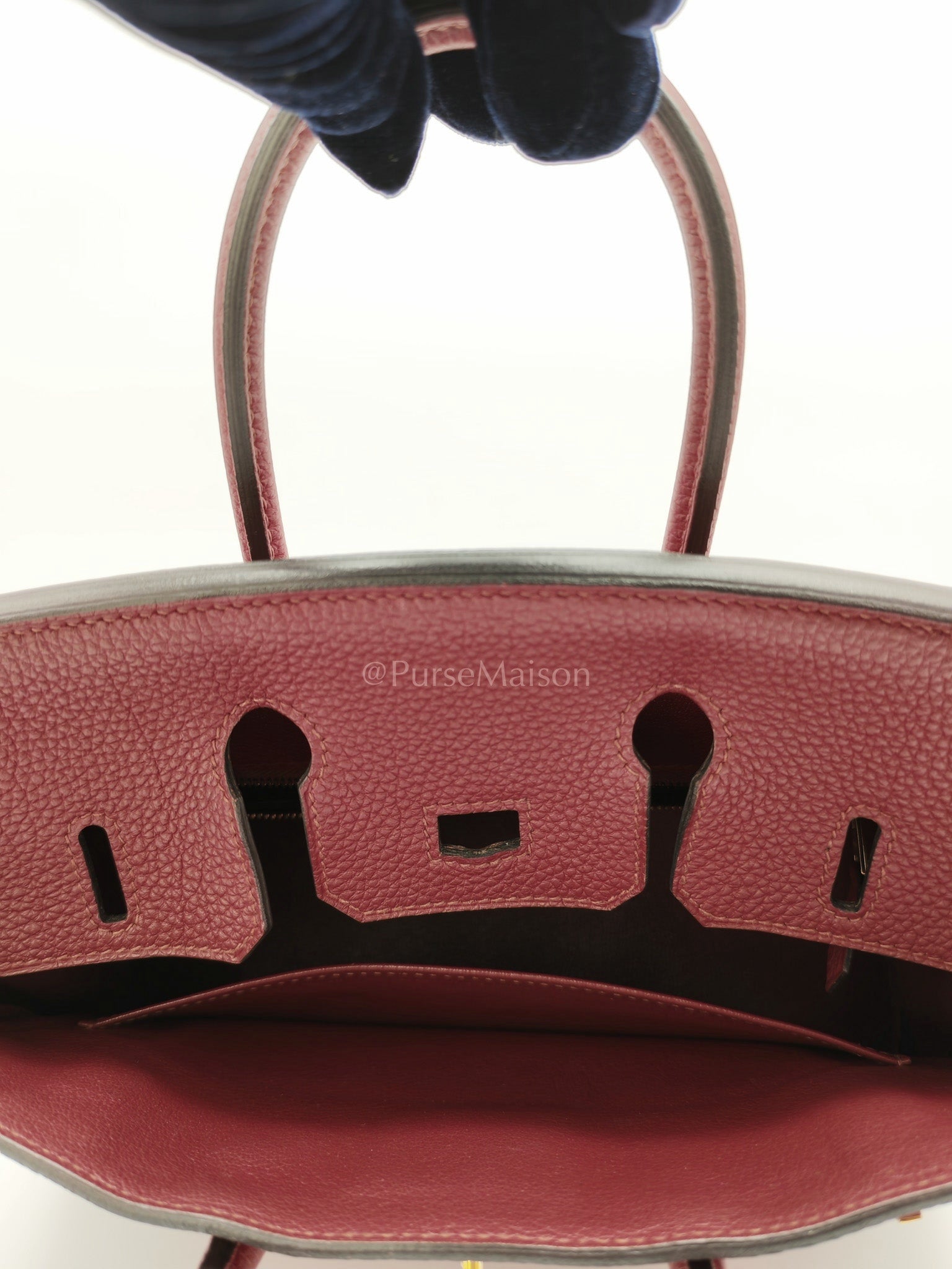 Birkin 25 Retourne Rouge Grenat in Togo Leather and Gold Hardware Stamp X (2016) | Purse Maison Luxury Bags Shop