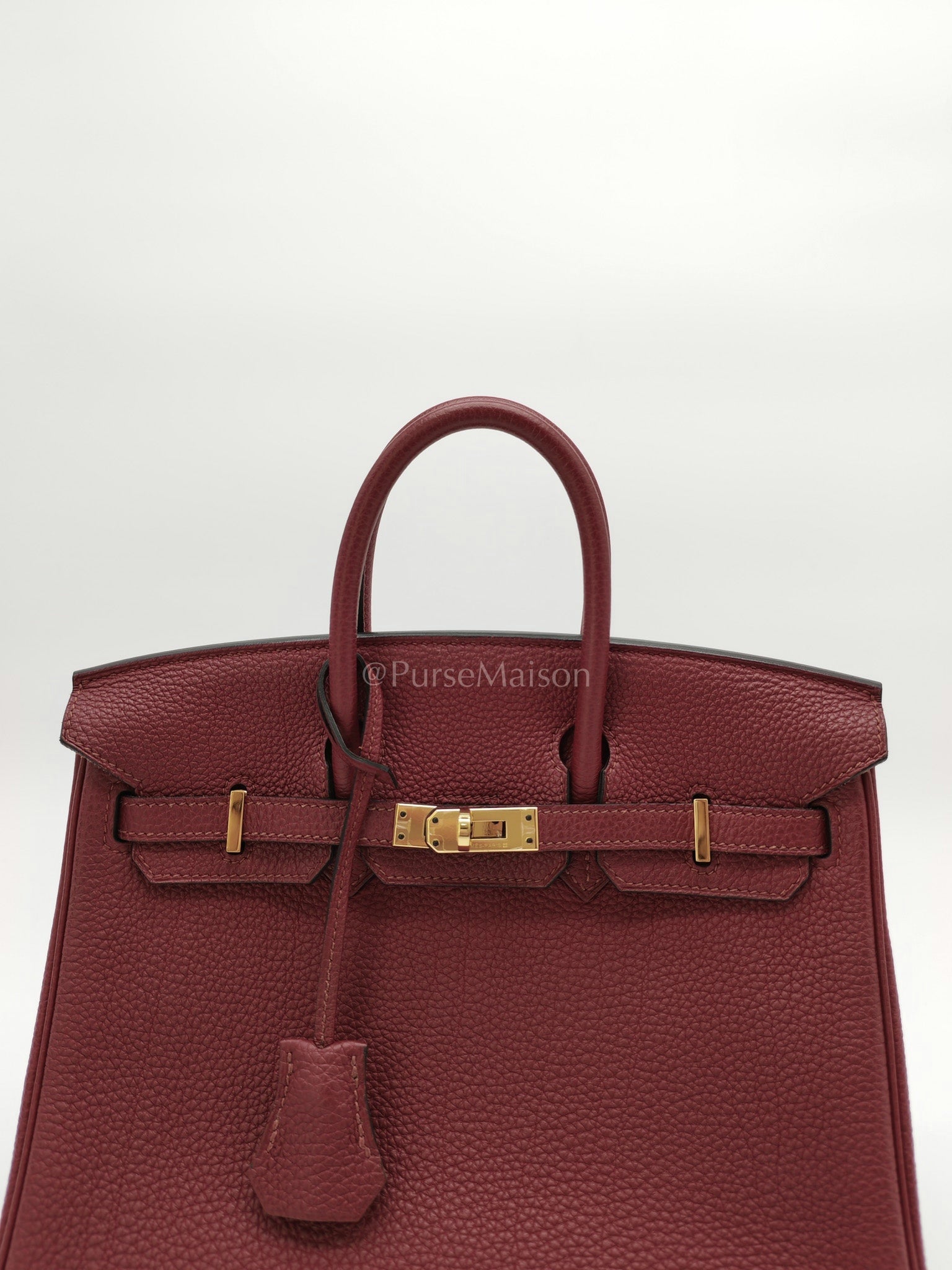 Birkin 25 Retourne Rouge Grenat in Togo Leather and Gold Hardware Stamp X (2016) | Purse Maison Luxury Bags Shop