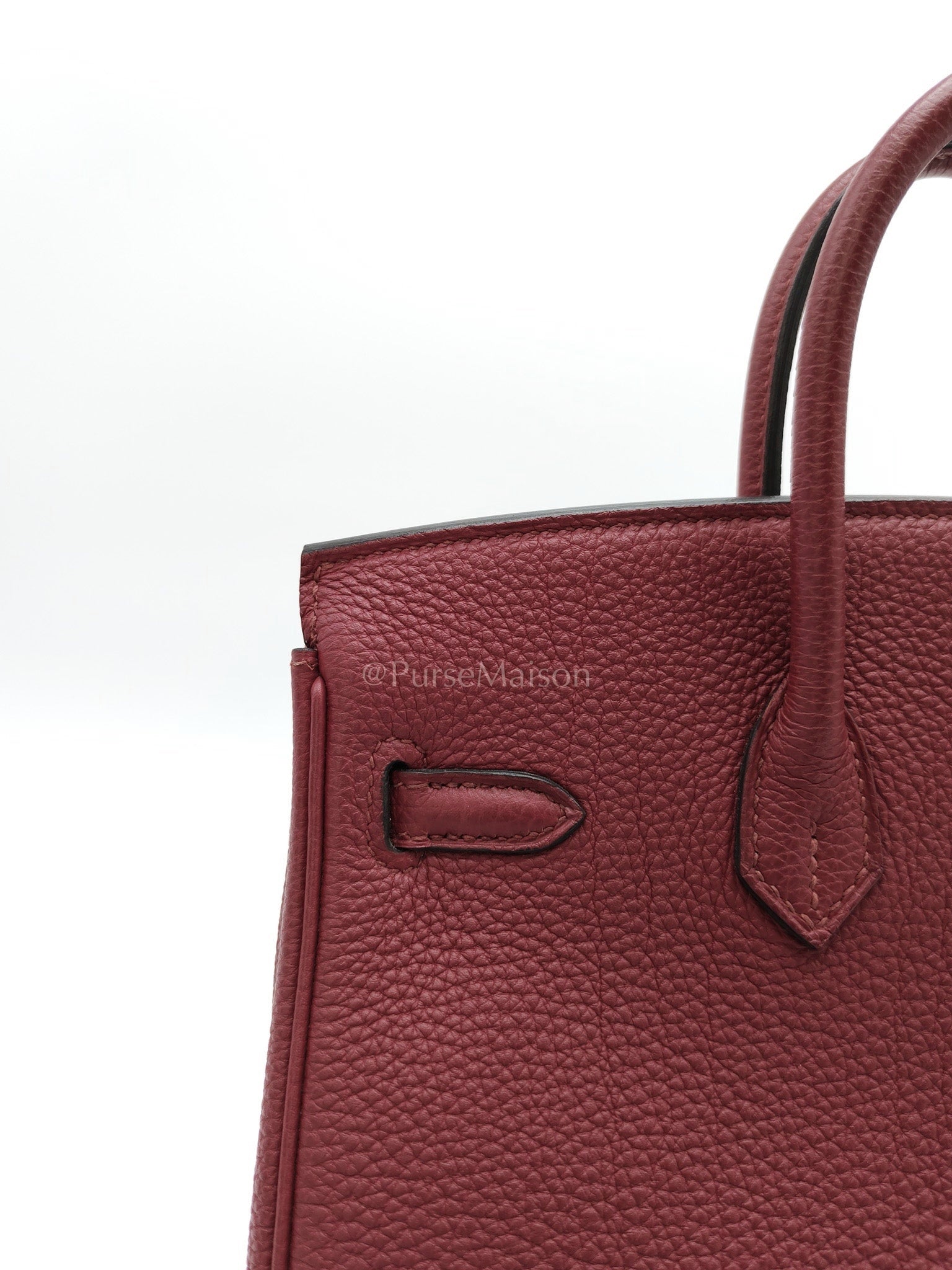 Birkin 25 Retourne Rouge Grenat in Togo Leather and Gold Hardware Stamp X (2016) | Purse Maison Luxury Bags Shop