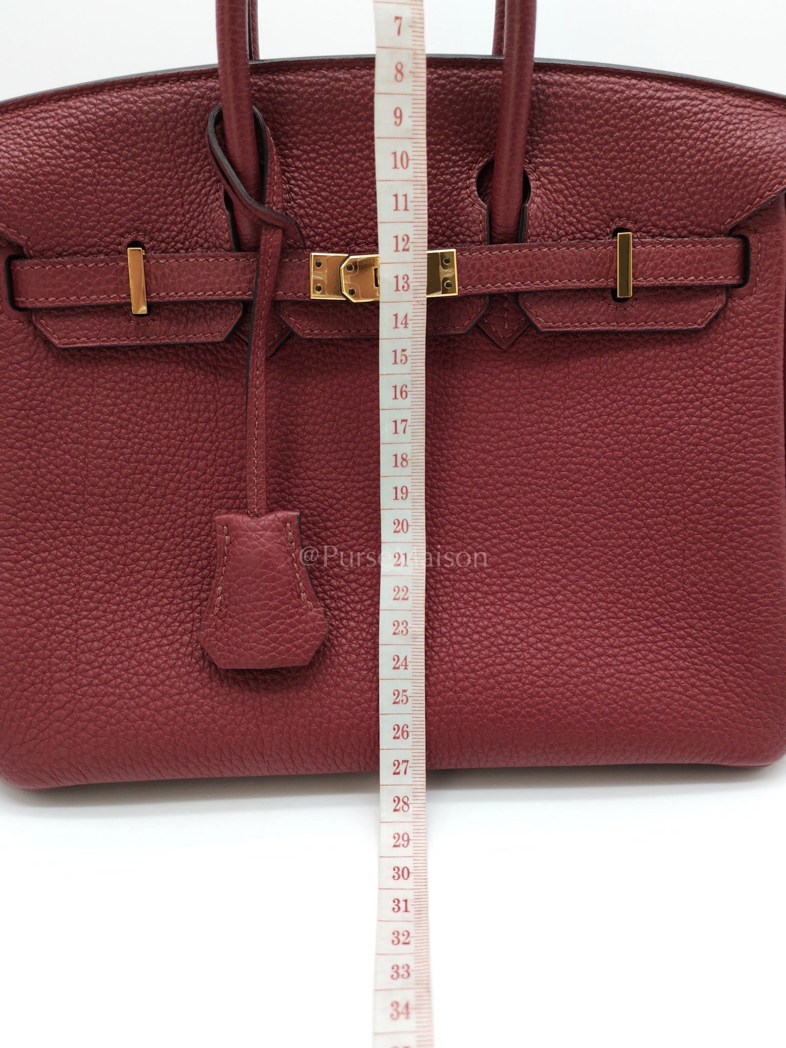 Birkin 25 Retourne Rouge Grenat in Togo Leather and Gold Hardware Stamp X (2016) | Purse Maison Luxury Bags Shop