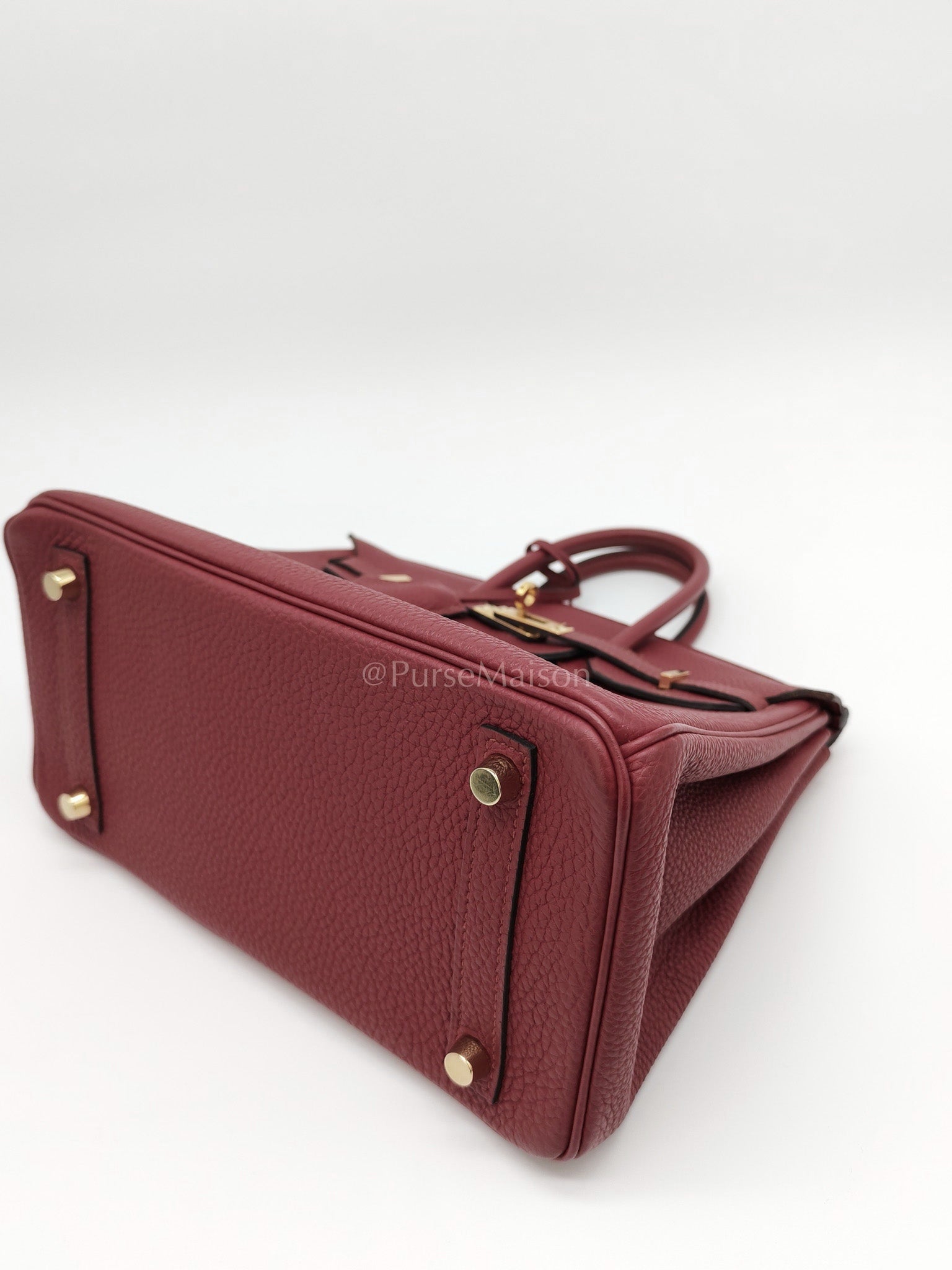 Birkin 25 Retourne Rouge Grenat in Togo Leather and Gold Hardware Stamp X (2016) | Purse Maison Luxury Bags Shop