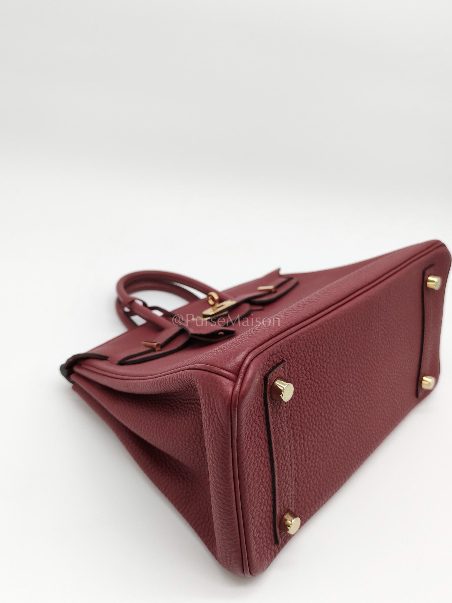 Birkin 25 Retourne Rouge Grenat in Togo Leather and Gold Hardware Stamp X (2016) | Purse Maison Luxury Bags Shop