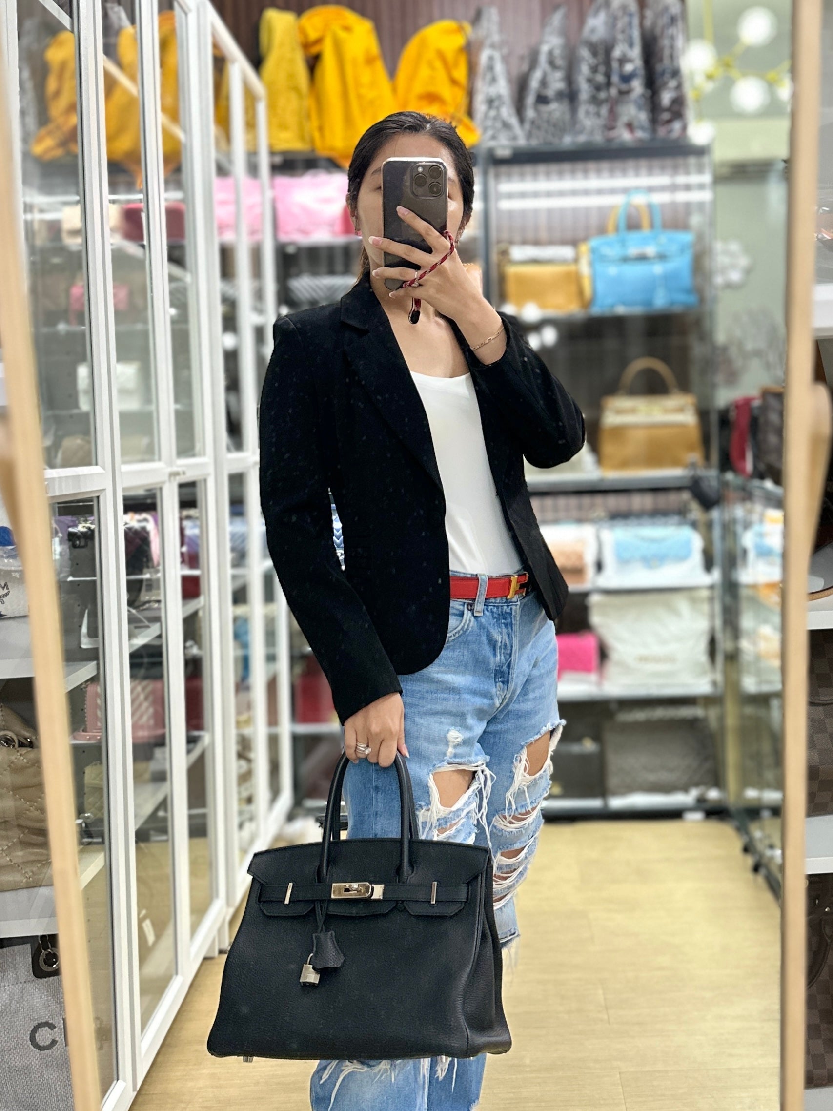 Hermes Birkin 30 Black Togo Leather in Palladium Hardware Stamp Square R | Purse Maison Luxury Bags Shop