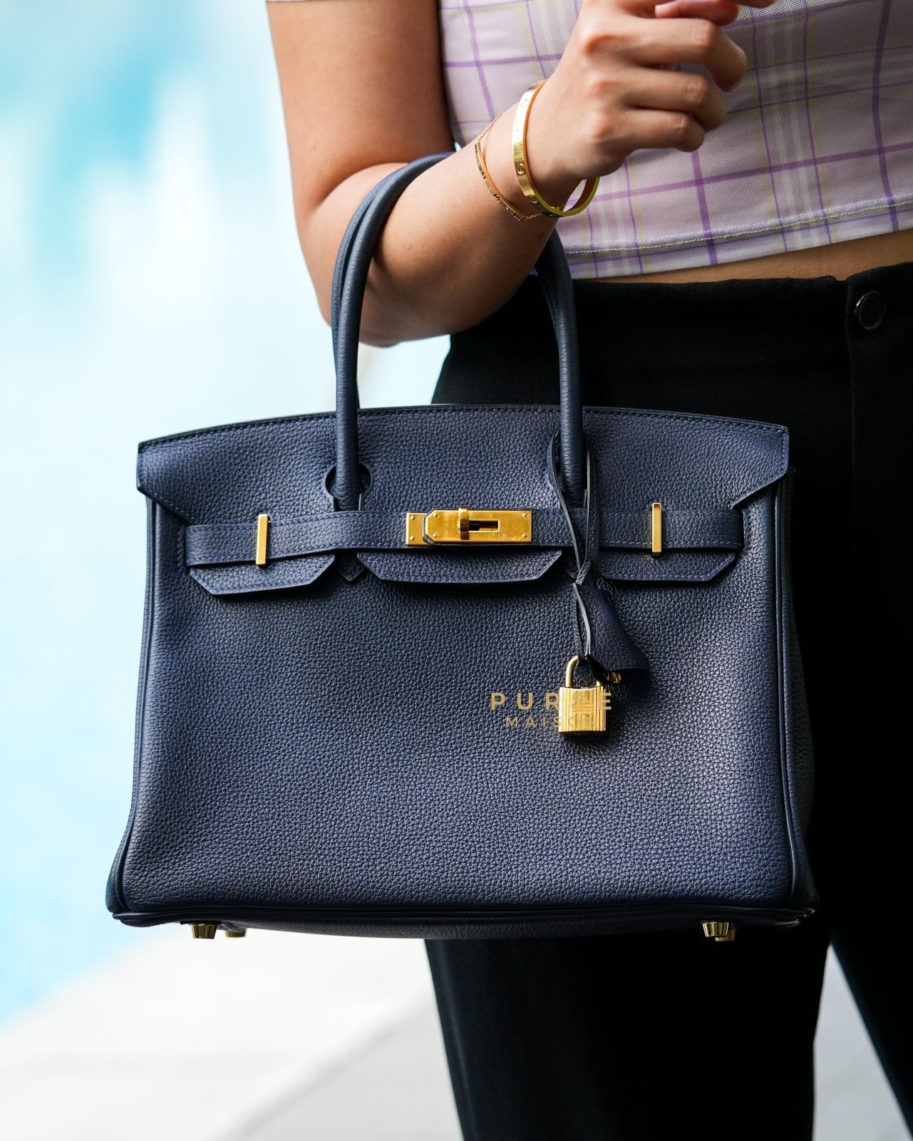 Birkin 30 Bleu Nuit Togo and Gold Hardware (Stamp T) | Purse Maison Luxury Bags Shop
