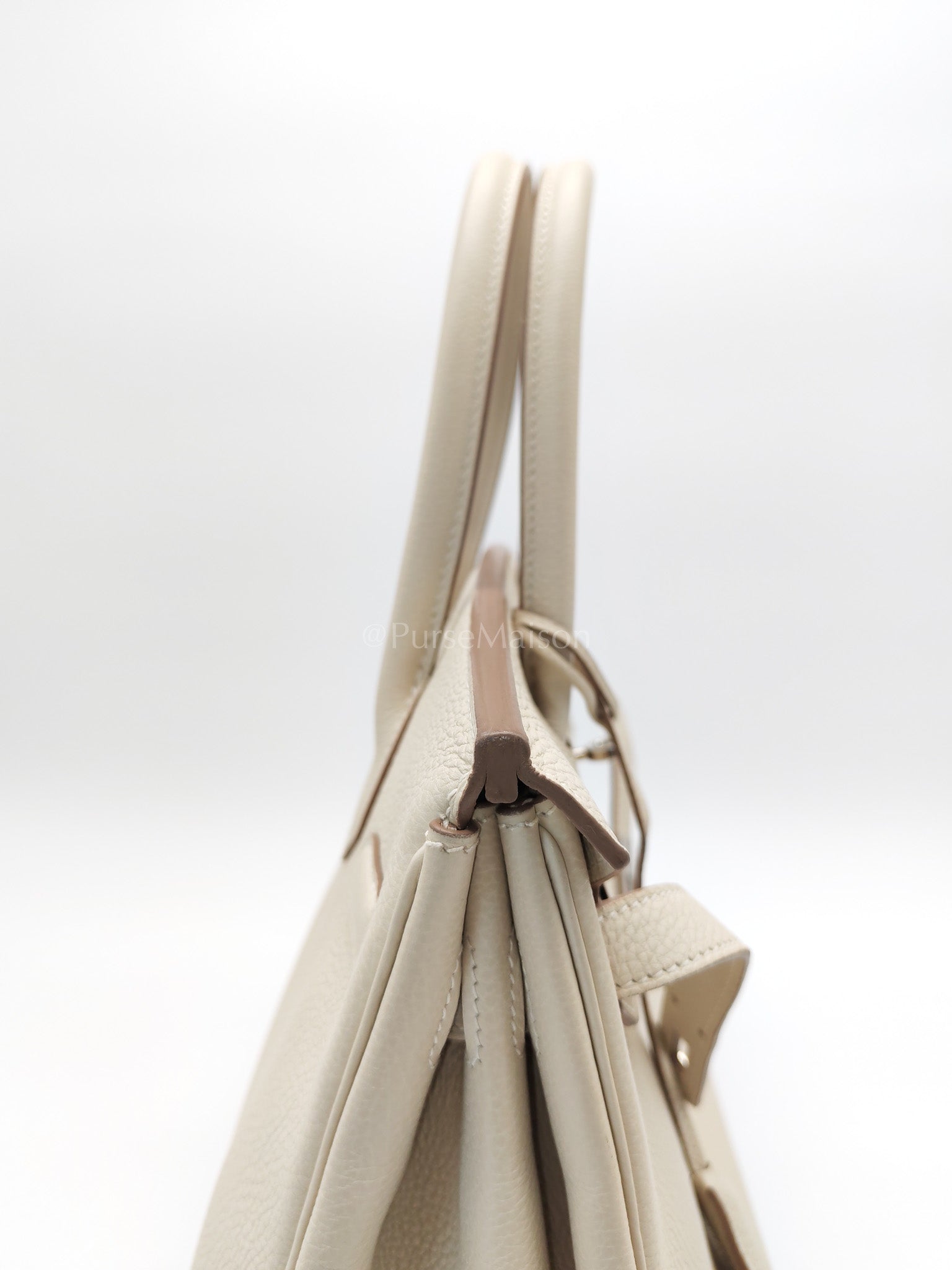 Birkin 30 in Craie Togo Leather Palladium Hardware Stamp C(2018) w/ Free Twilly | Purse Maison Luxury Bags Shop