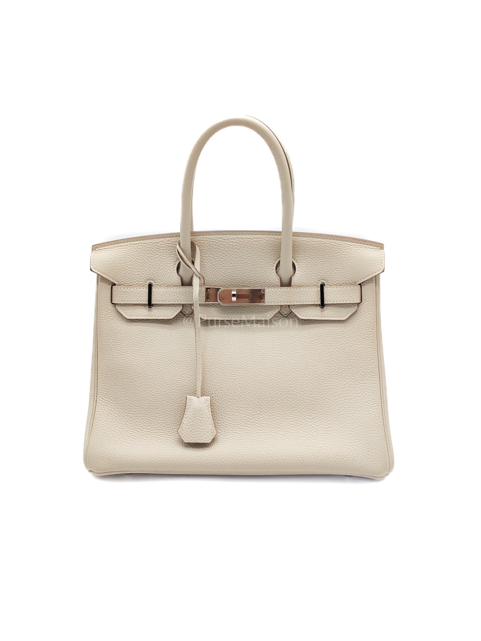 Birkin 30 in Craie Togo Leather Palladium Hardware Stamp C(2018) w/ Free Twilly | Purse Maison Luxury Bags Shop