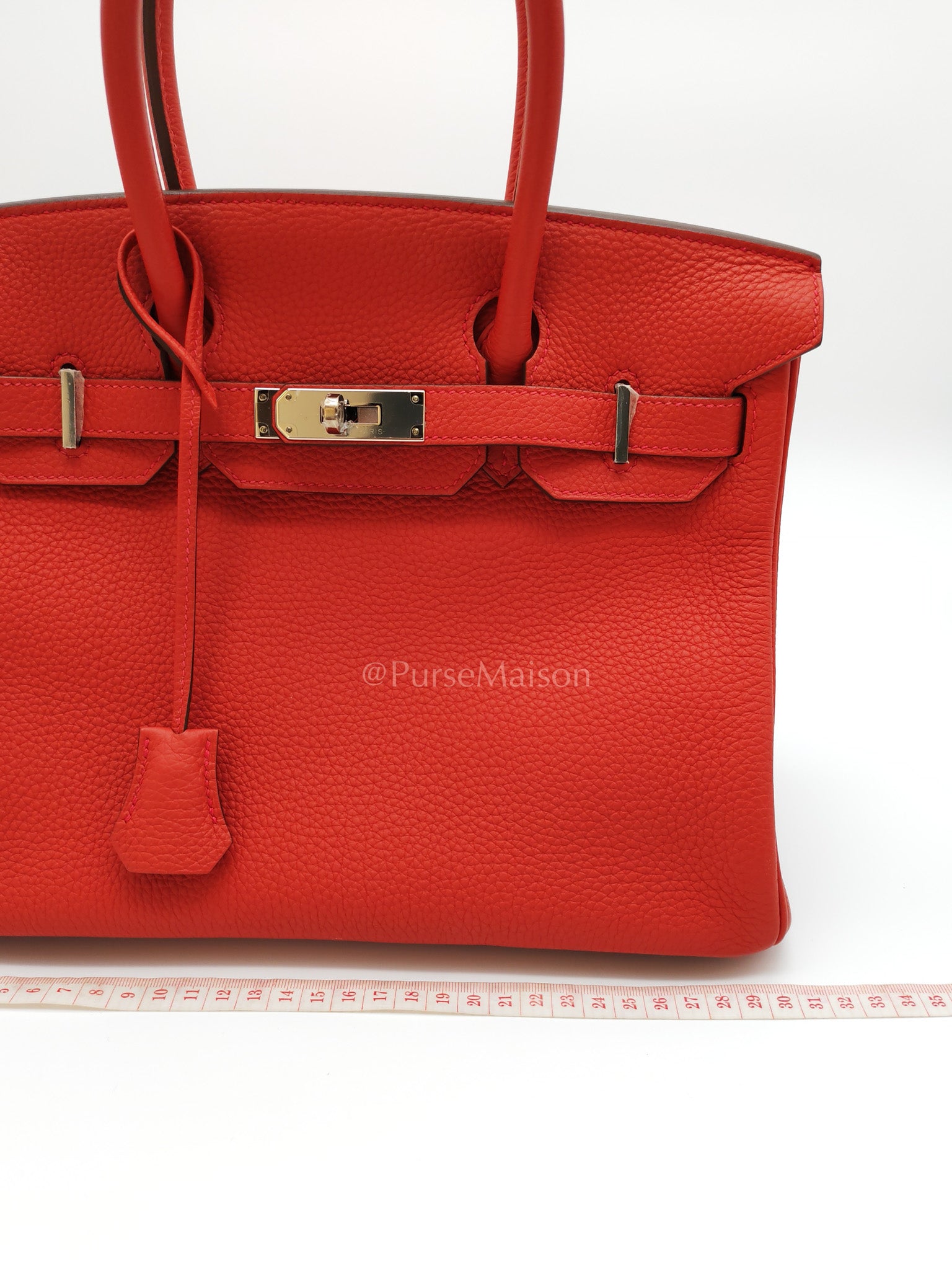 Birkin 30 in Rouge Pivoine Togo Leather Palladium Hardware Stamp A(2017) | Purse Maison Luxury Bags Shop