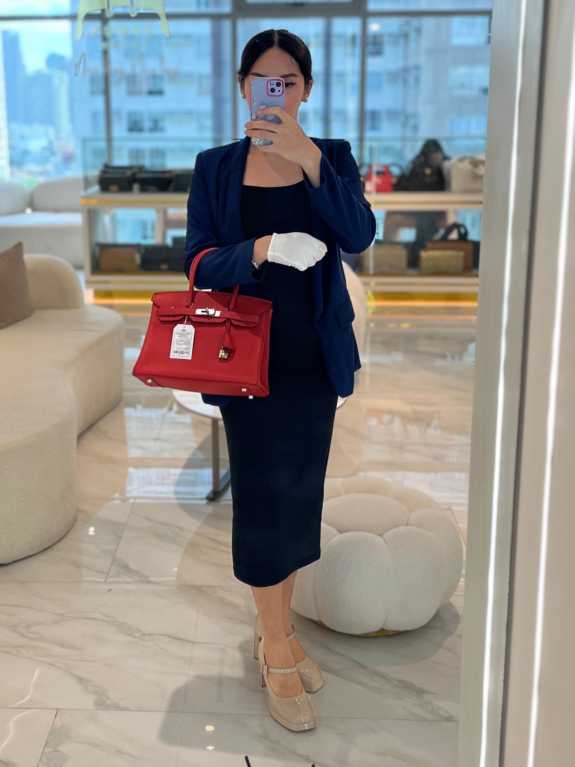 Birkin 30 in Rouge Pivoine Togo Leather Palladium Hardware Stamp A(2017) | Purse Maison Luxury Bags Shop