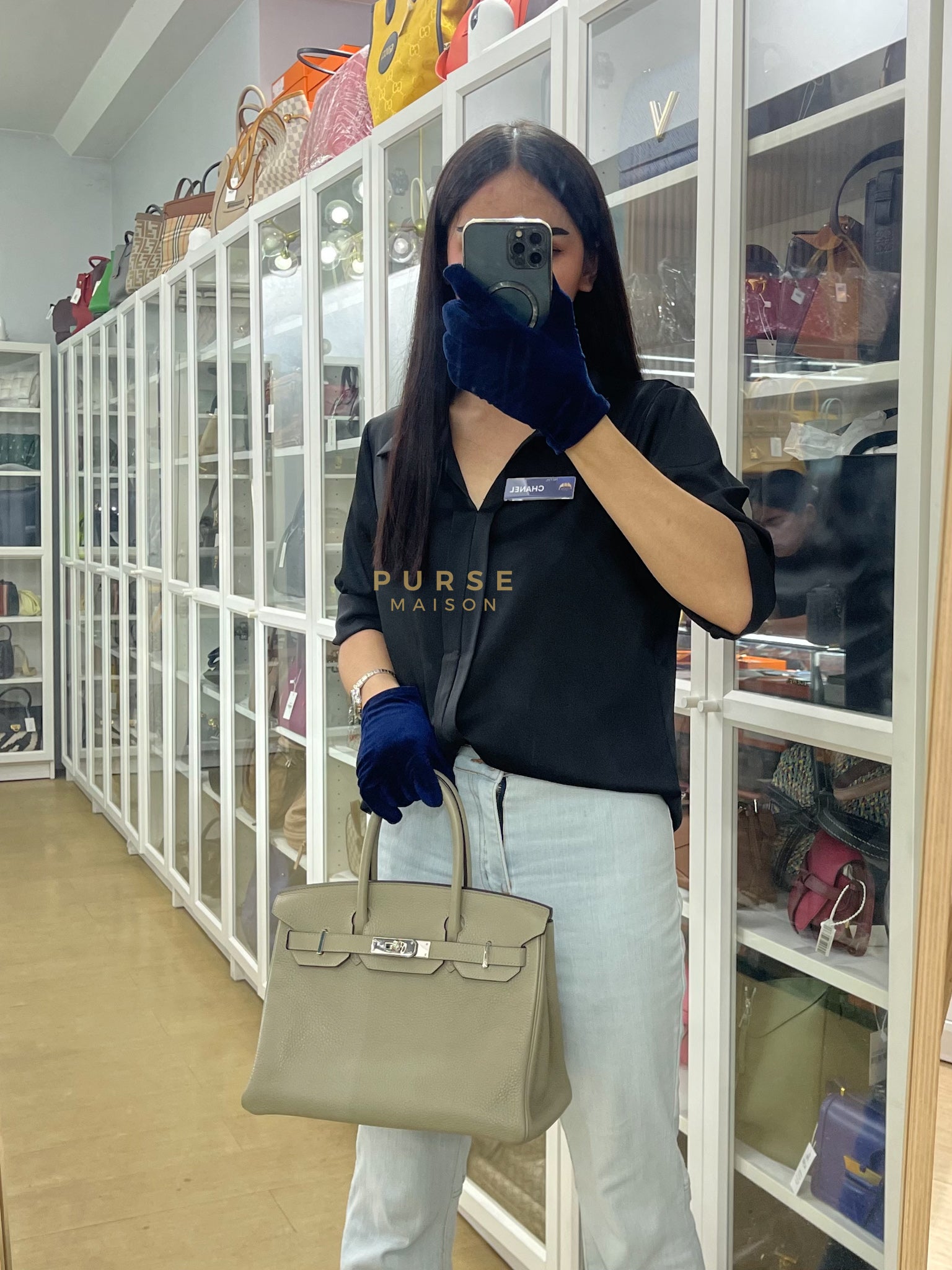 Birkin 30 in Sauge Togo Leather & Palladium Hardware Stamp A (2017) | Purse Maison Luxury Bags Shop