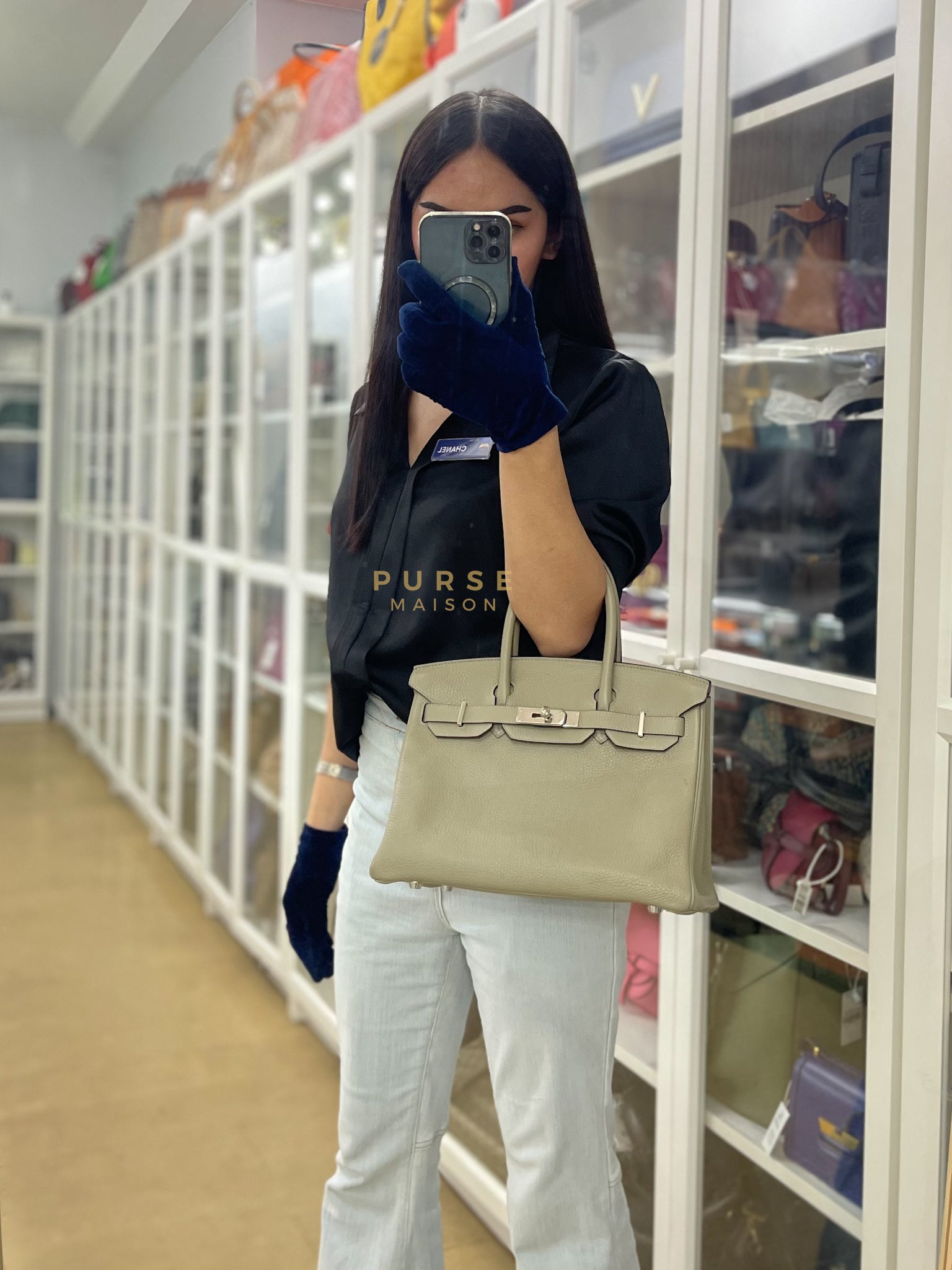 Birkin 30 in Sauge Togo Leather & Palladium Hardware Stamp A (2017) | Purse Maison Luxury Bags Shop