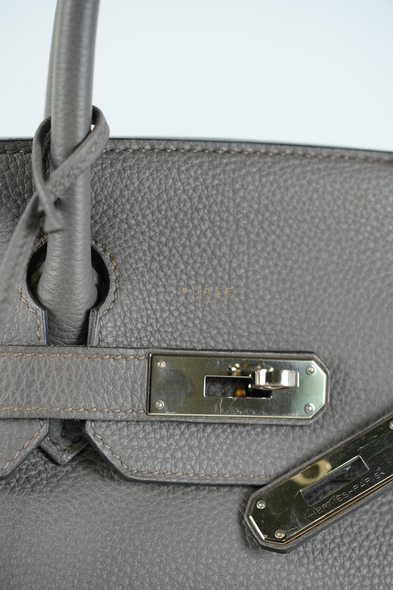 Birkin 30 Retourne Etain Togo Leather and Palladium Hardware Stamp X (2016) | Purse Maison Luxury Bags Shop