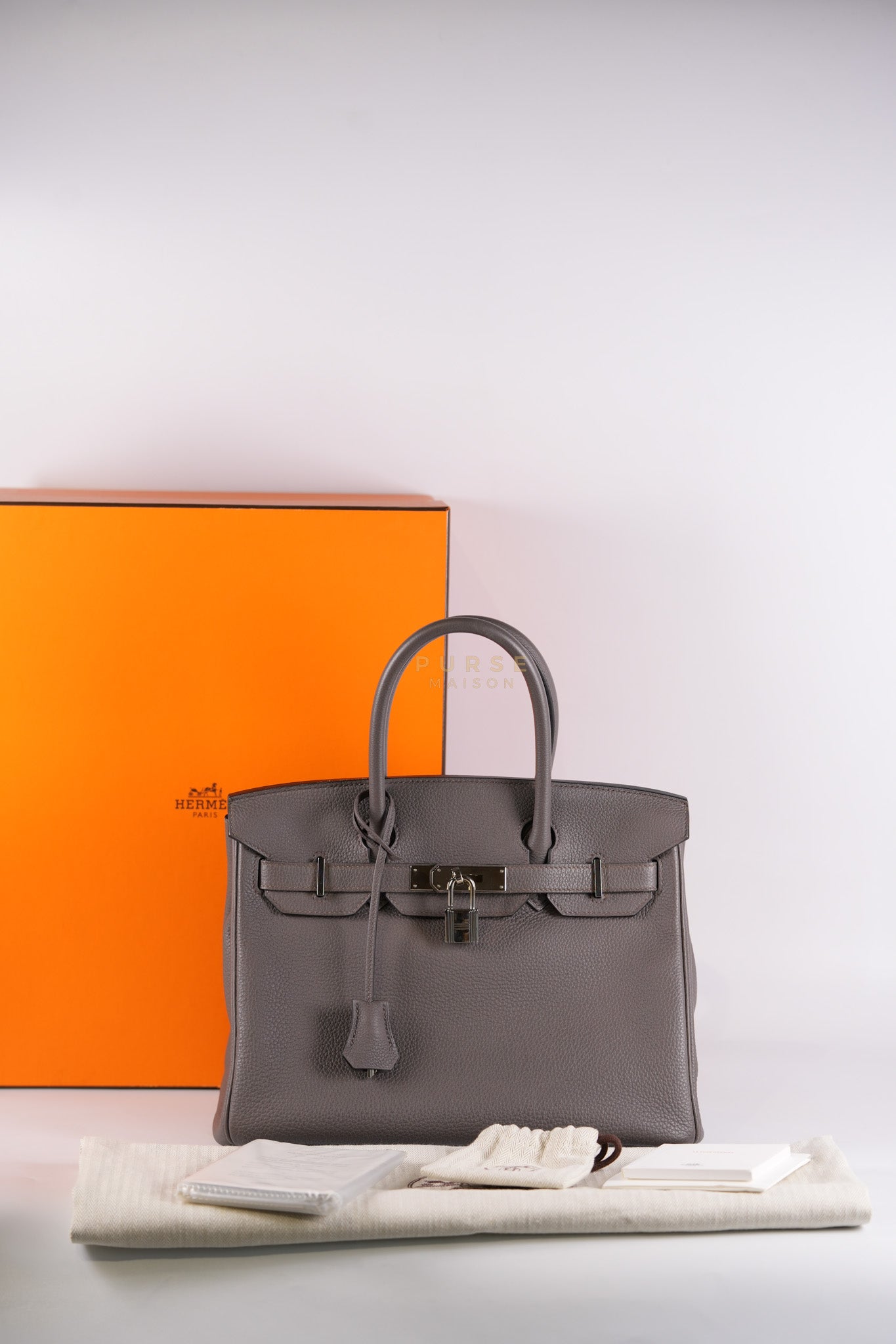 Birkin 30 Retourne Etain Togo Leather and Palladium Hardware Stamp X (2016) | Purse Maison Luxury Bags Shop