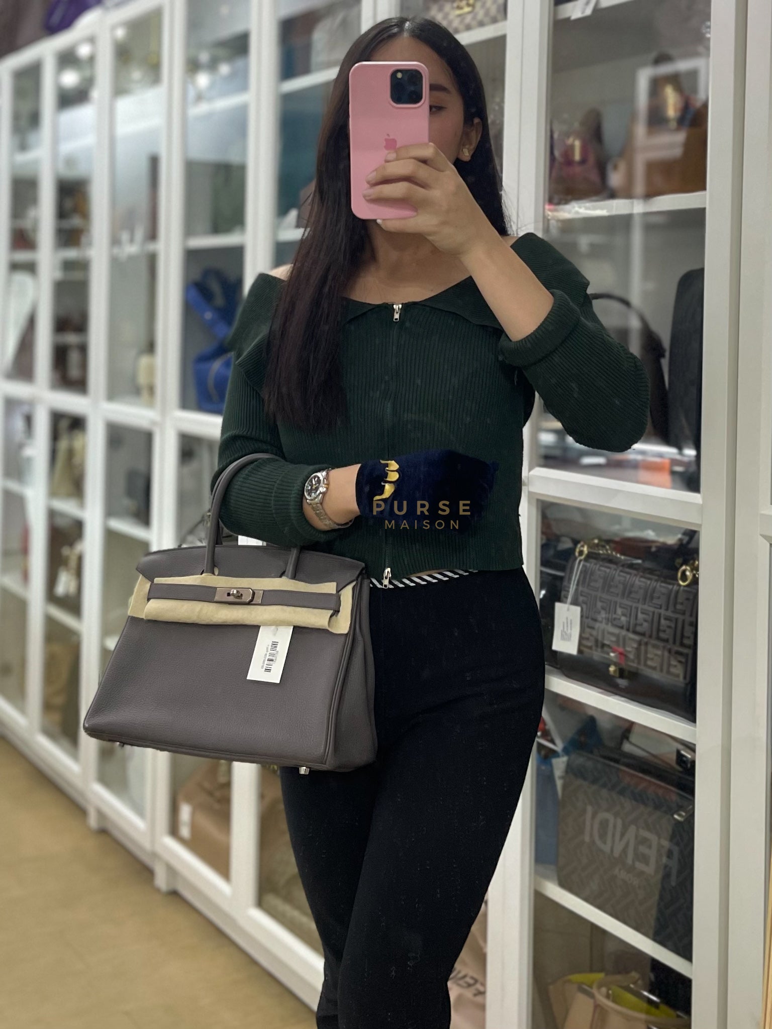 Birkin 30 Retourne Etain Togo Leather and Palladium Hardware Stamp X (2016) | Purse Maison Luxury Bags Shop