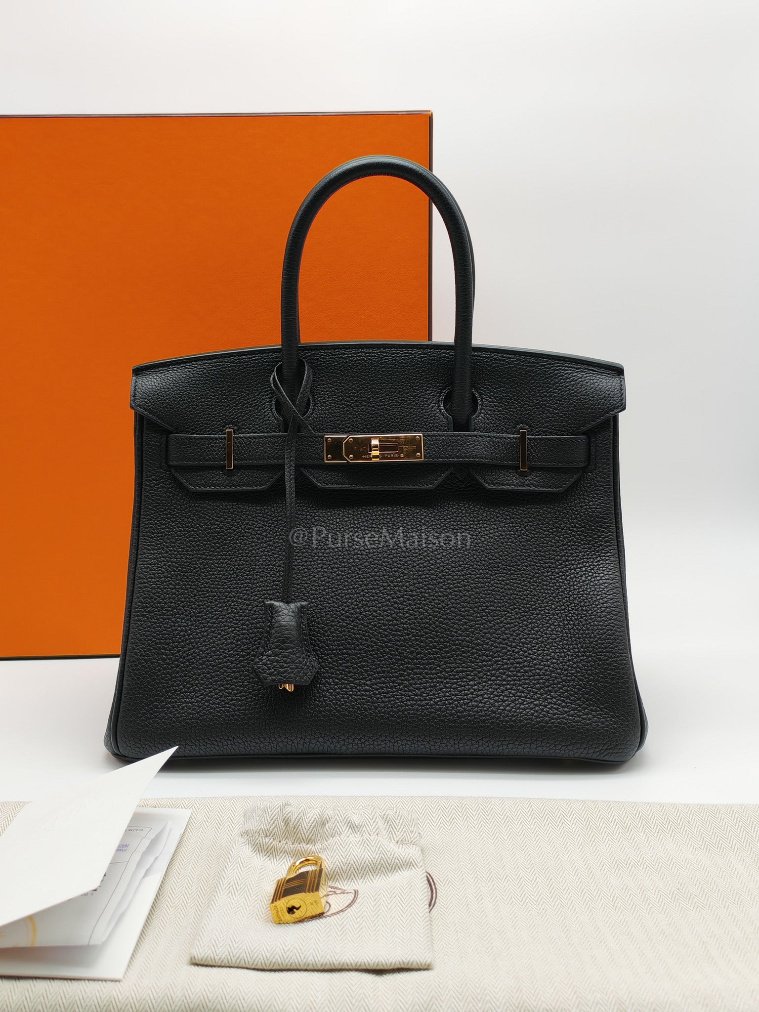 Birkin 30 Retourne in Black Togo Leather and Gold Hardware Stamp Z (2021) | Purse Maison Luxury Bags Shop