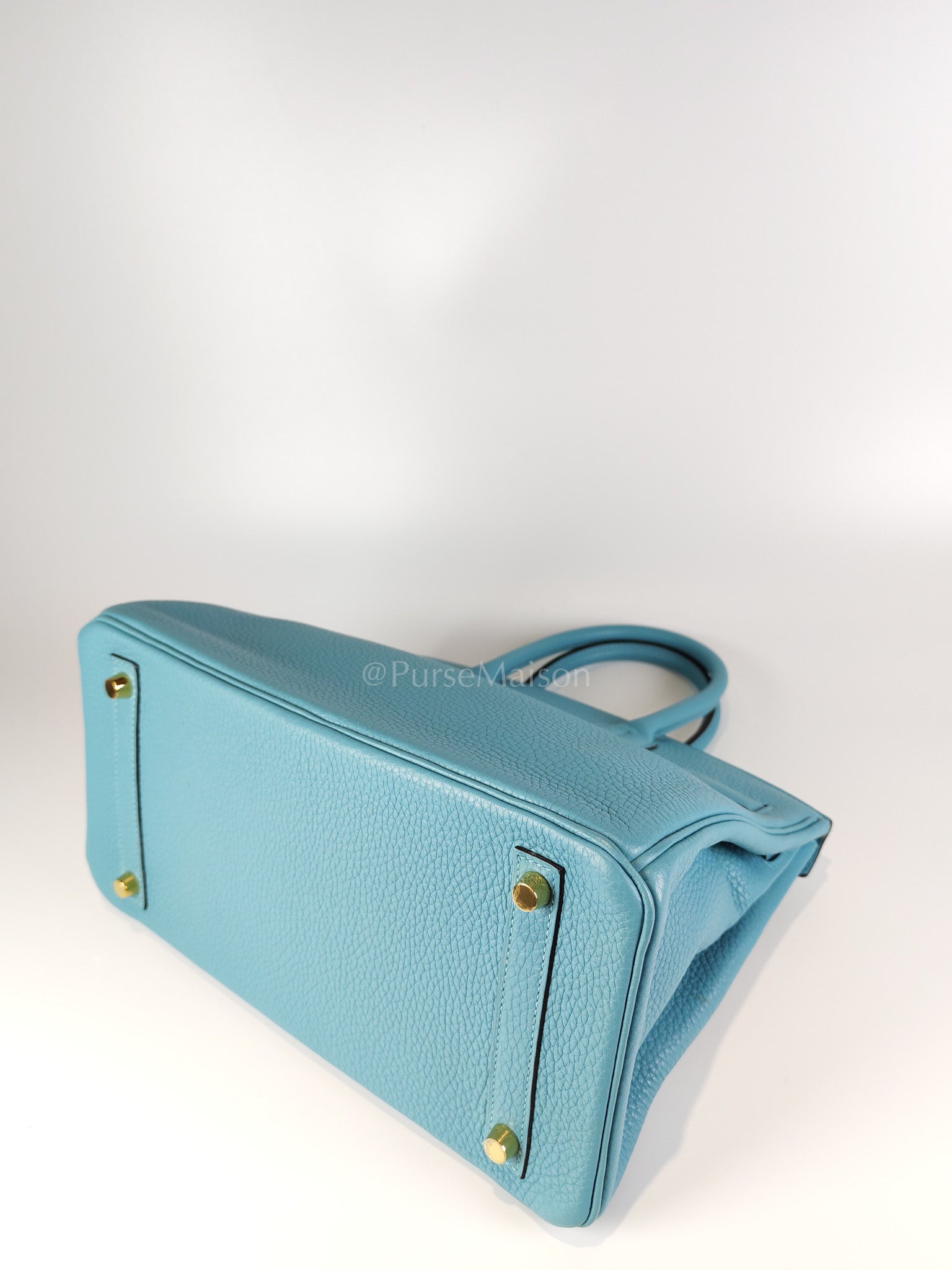 Birkin 30 Retourne in Bleu Saint Clemence and Gold Hardware Stamp T (2015) | Purse Maison Luxury Bags Shop